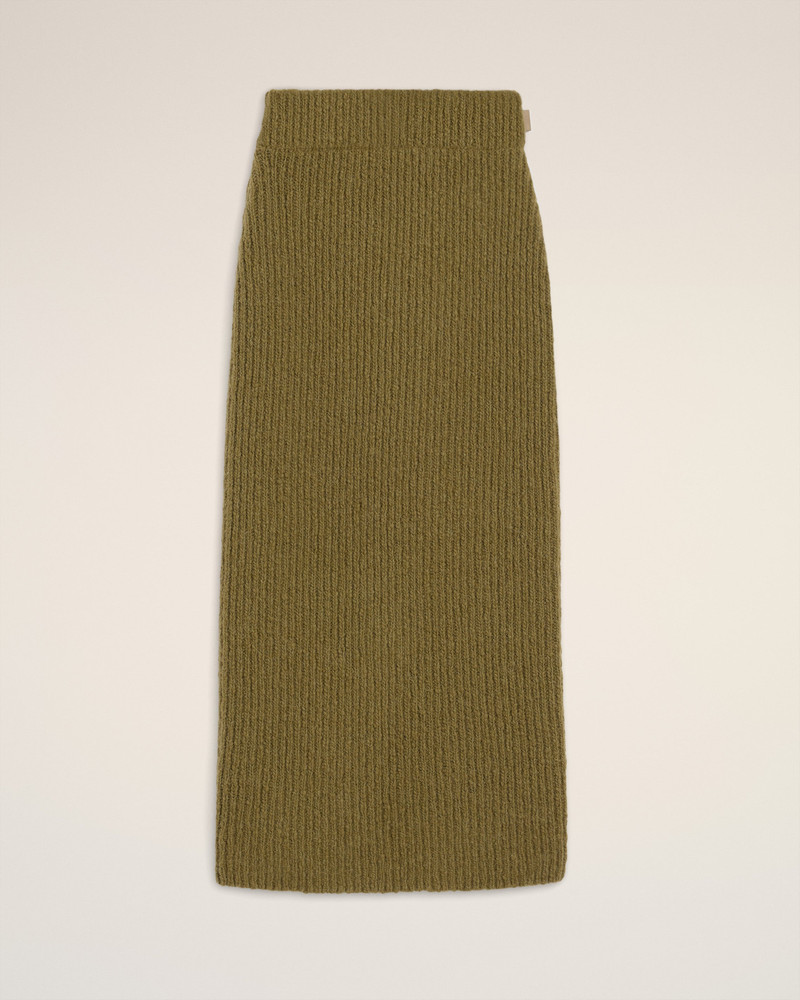 GREEN WOOL STRAIGHT SKIRT 1