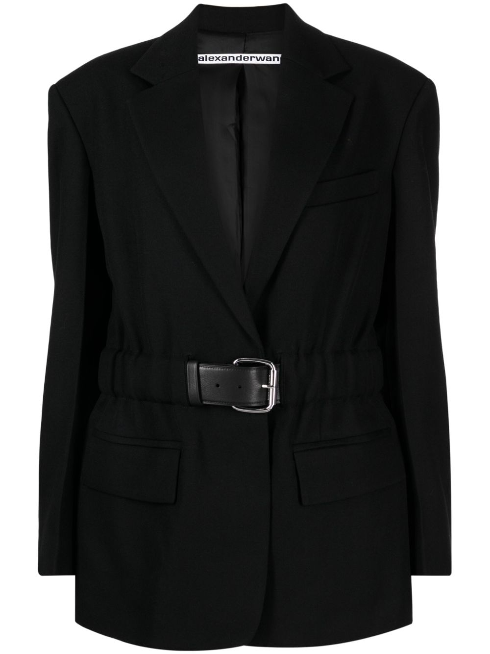 belted wool-canvas blazer - 1