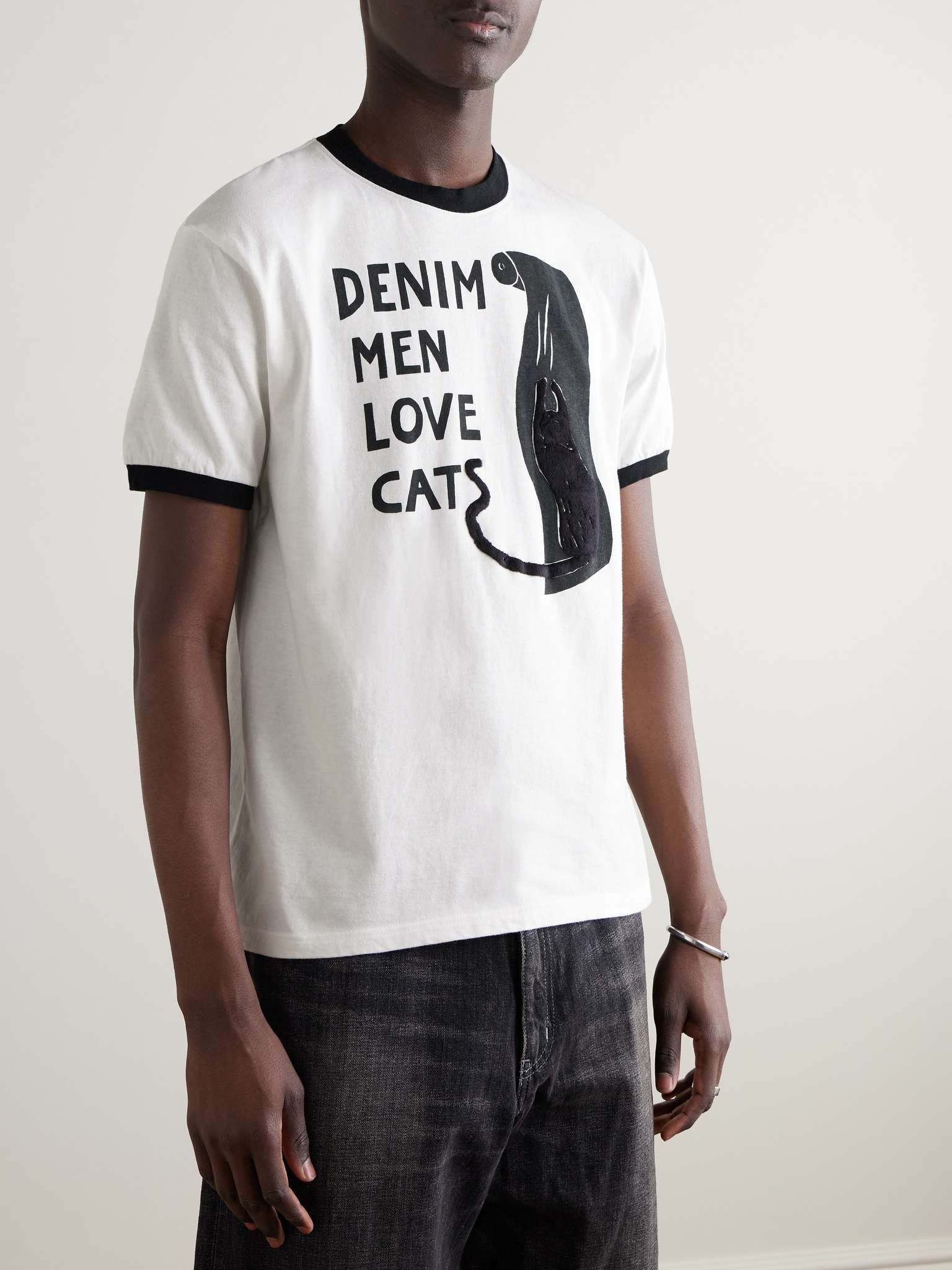 Flocked Printed Cotton-Jersey T-Shirt - 3