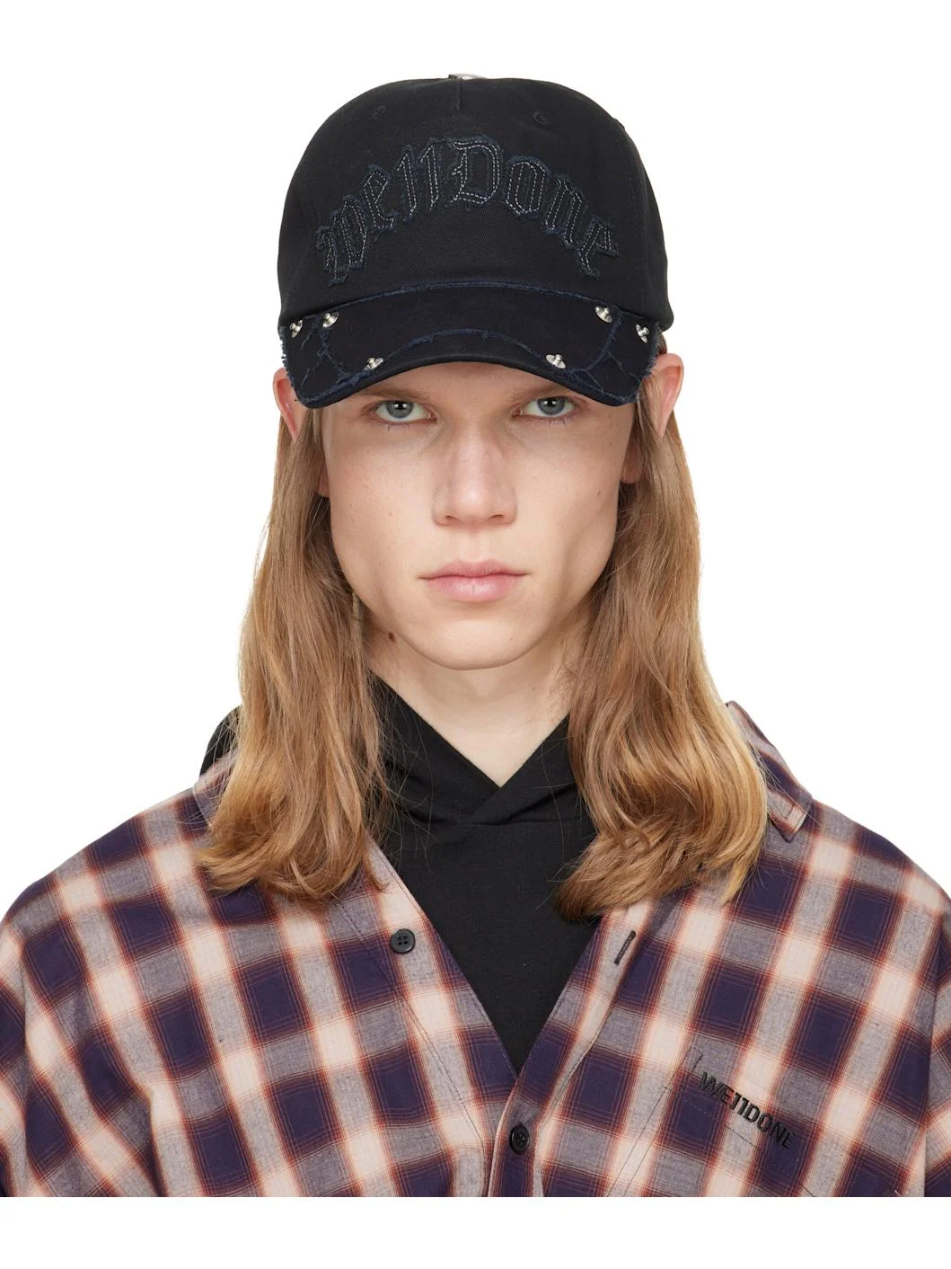 Black Gothic Logo Vintage Baseball Cap - 1