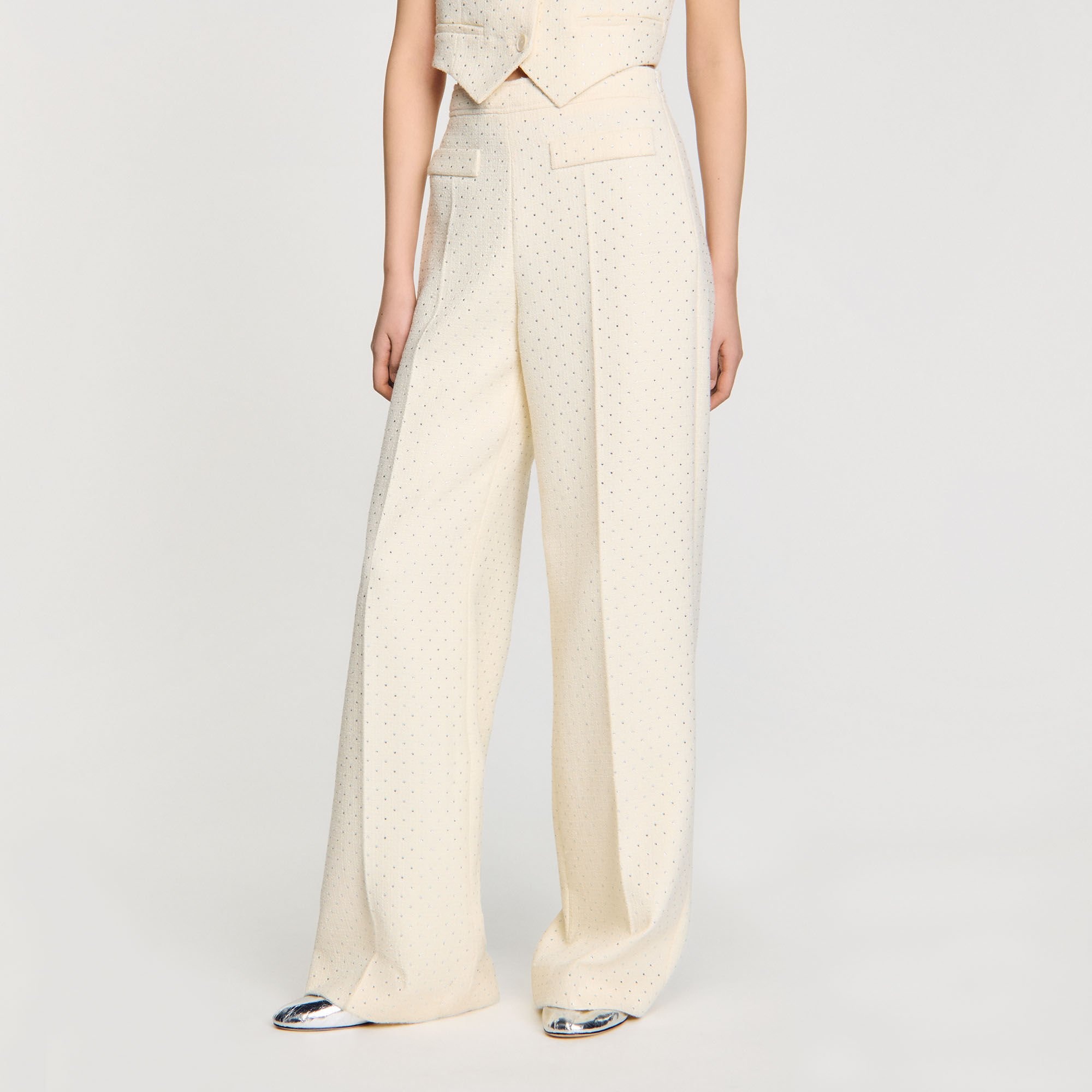 TWEED RHINESTONE-COVERED TROUSERS - 4