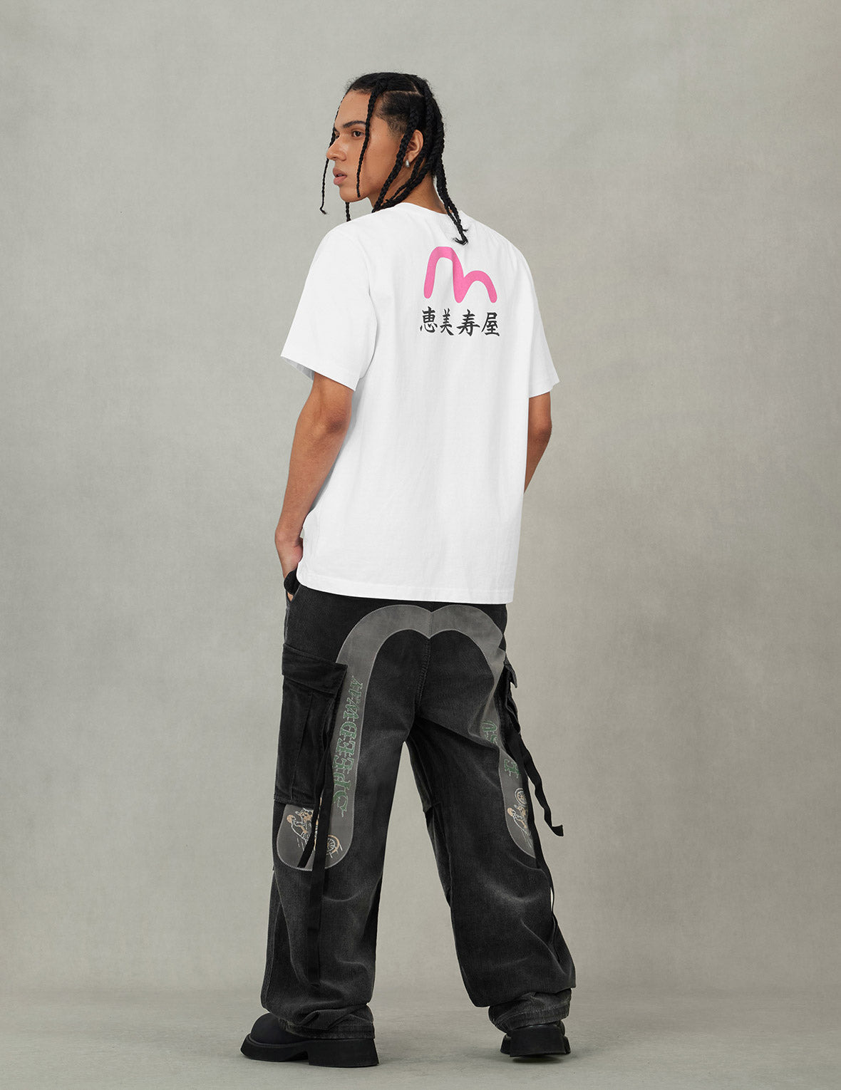 Washed Daicock Embroidery Wide-leg Corduroy Cargo Pants - 6