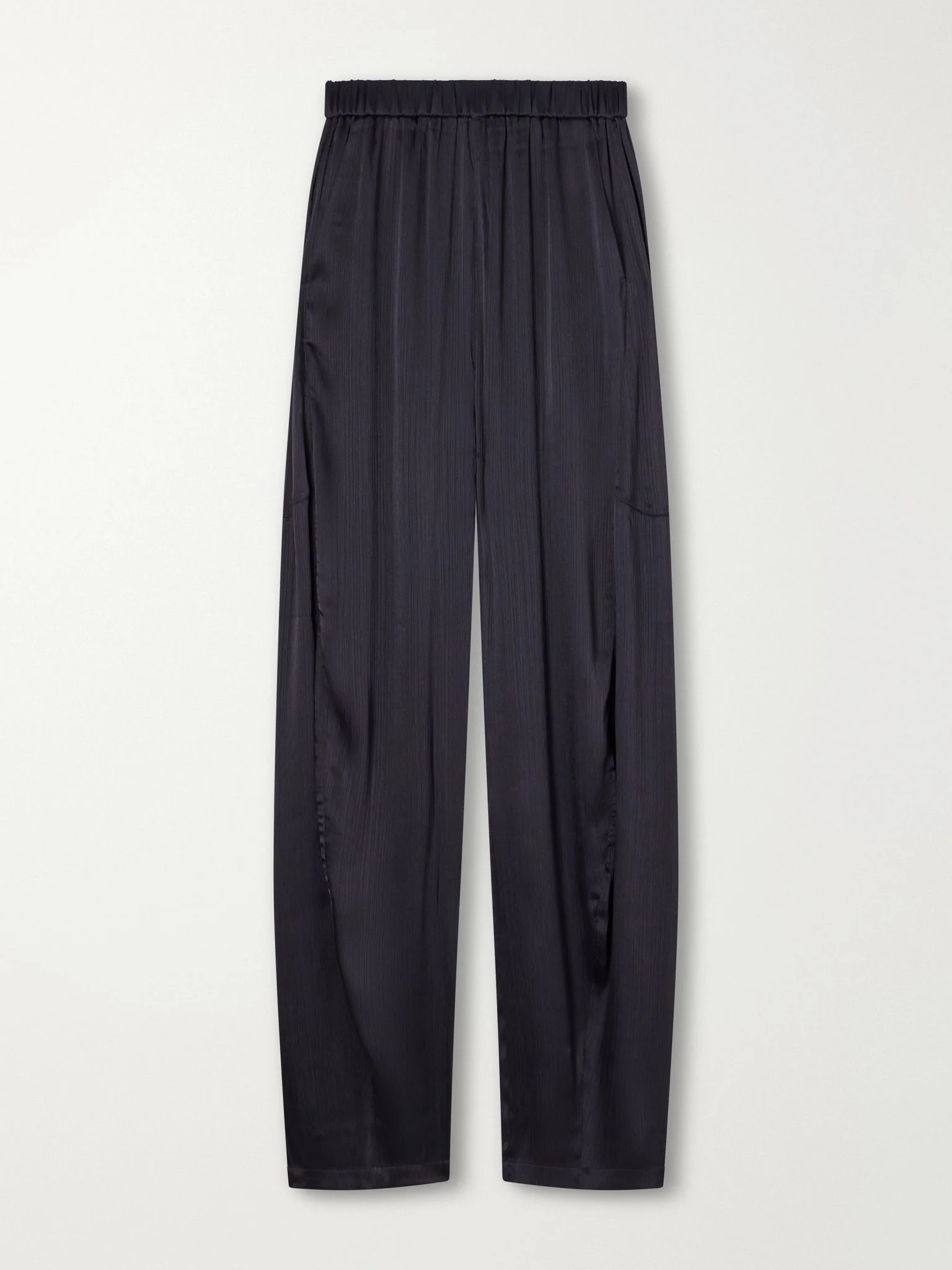 Winslow plissé-satin wide-leg pants Navy - 1