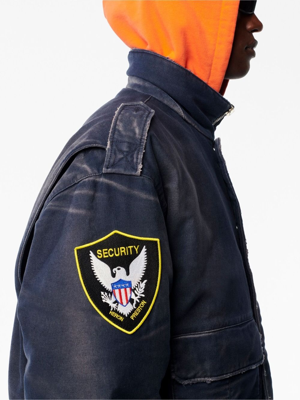 eagle-patch distressed-effect jacket - 5