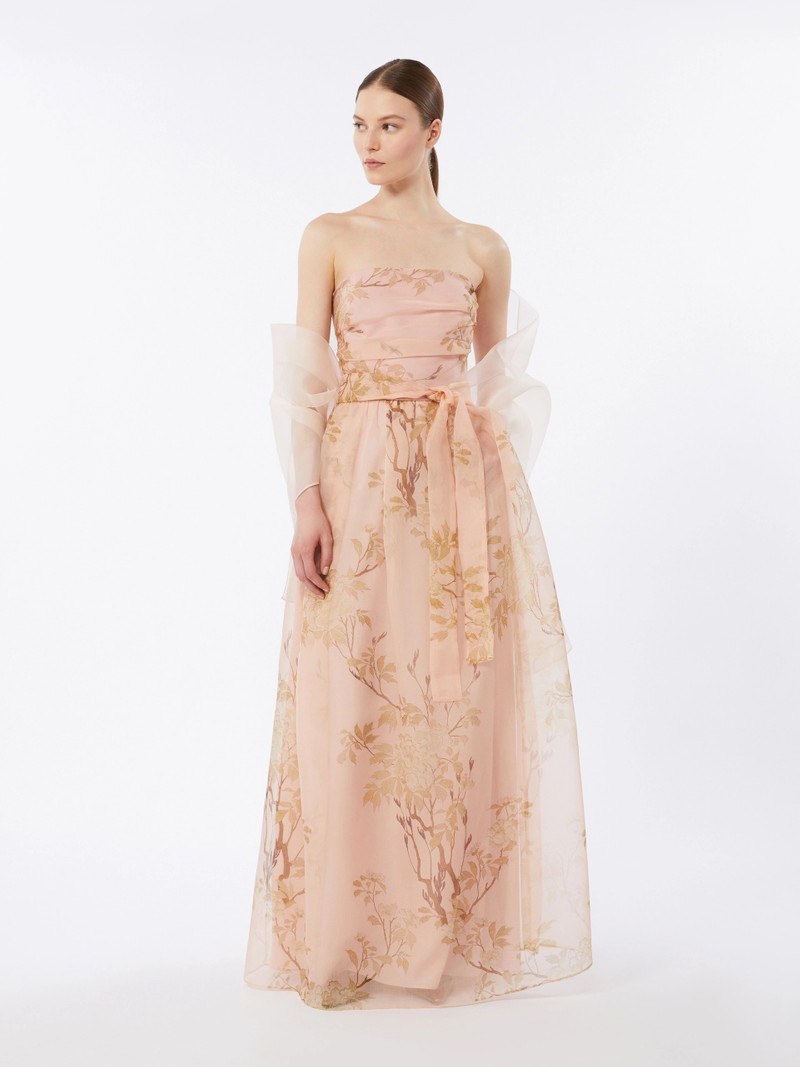 Max Mara DOMINIO Printed silk organza dress - POWDER outlook