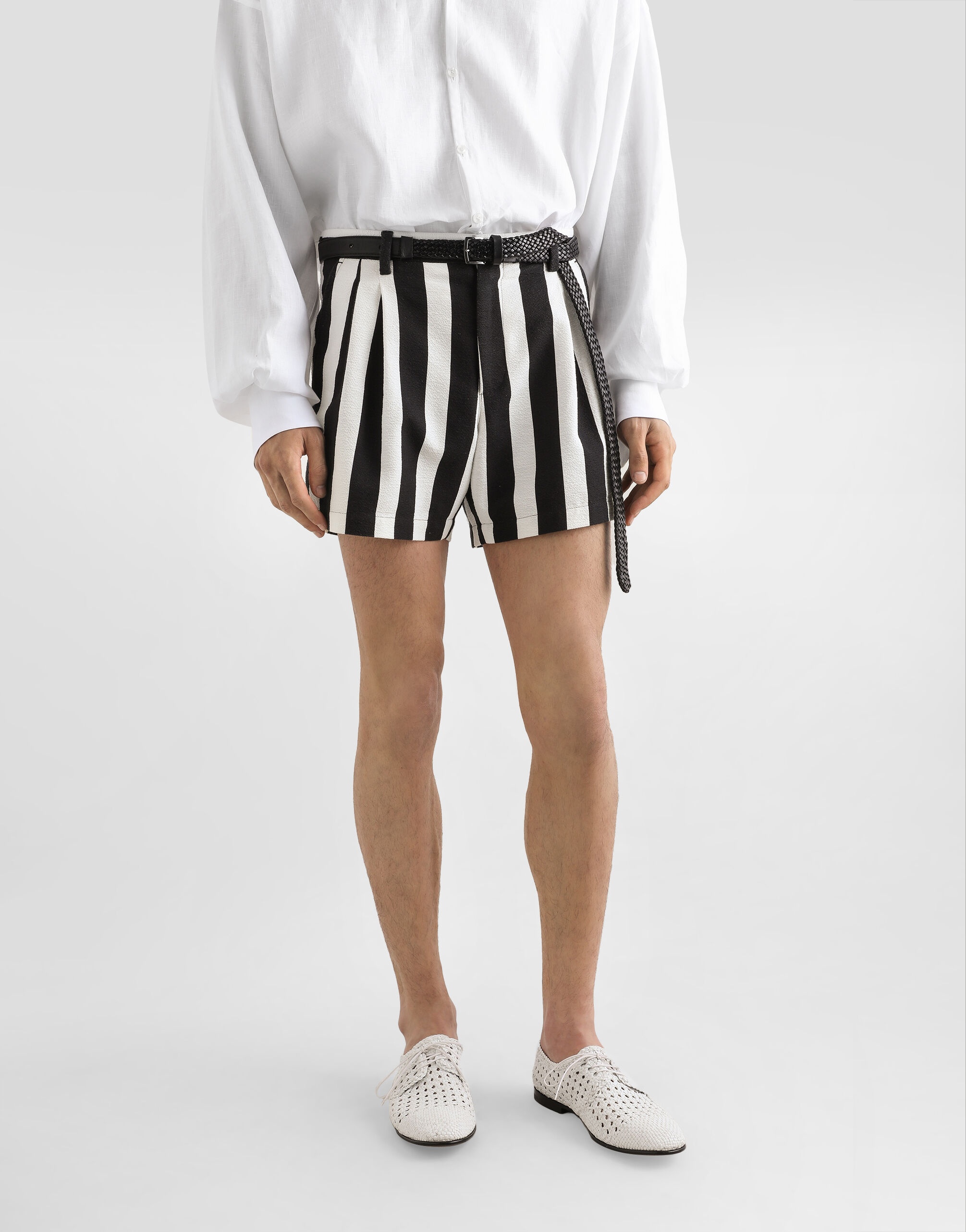 Striped cotton jacquard shorts - 4