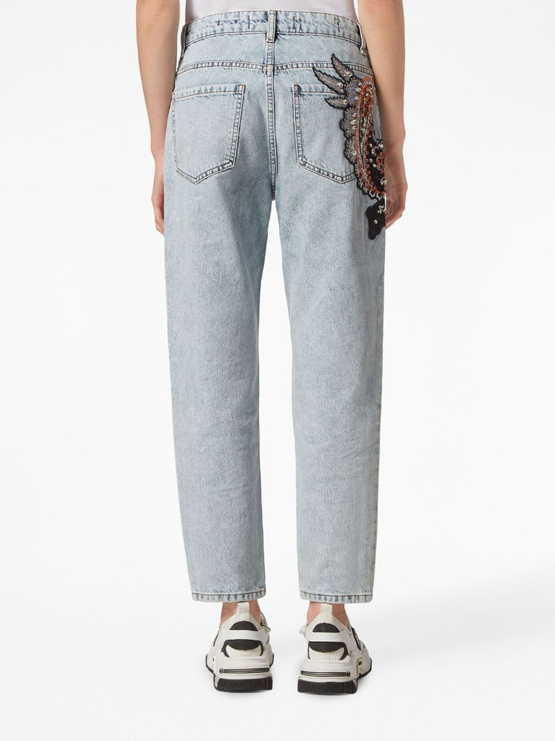 paisley-embroidered wide-leg jeans 4