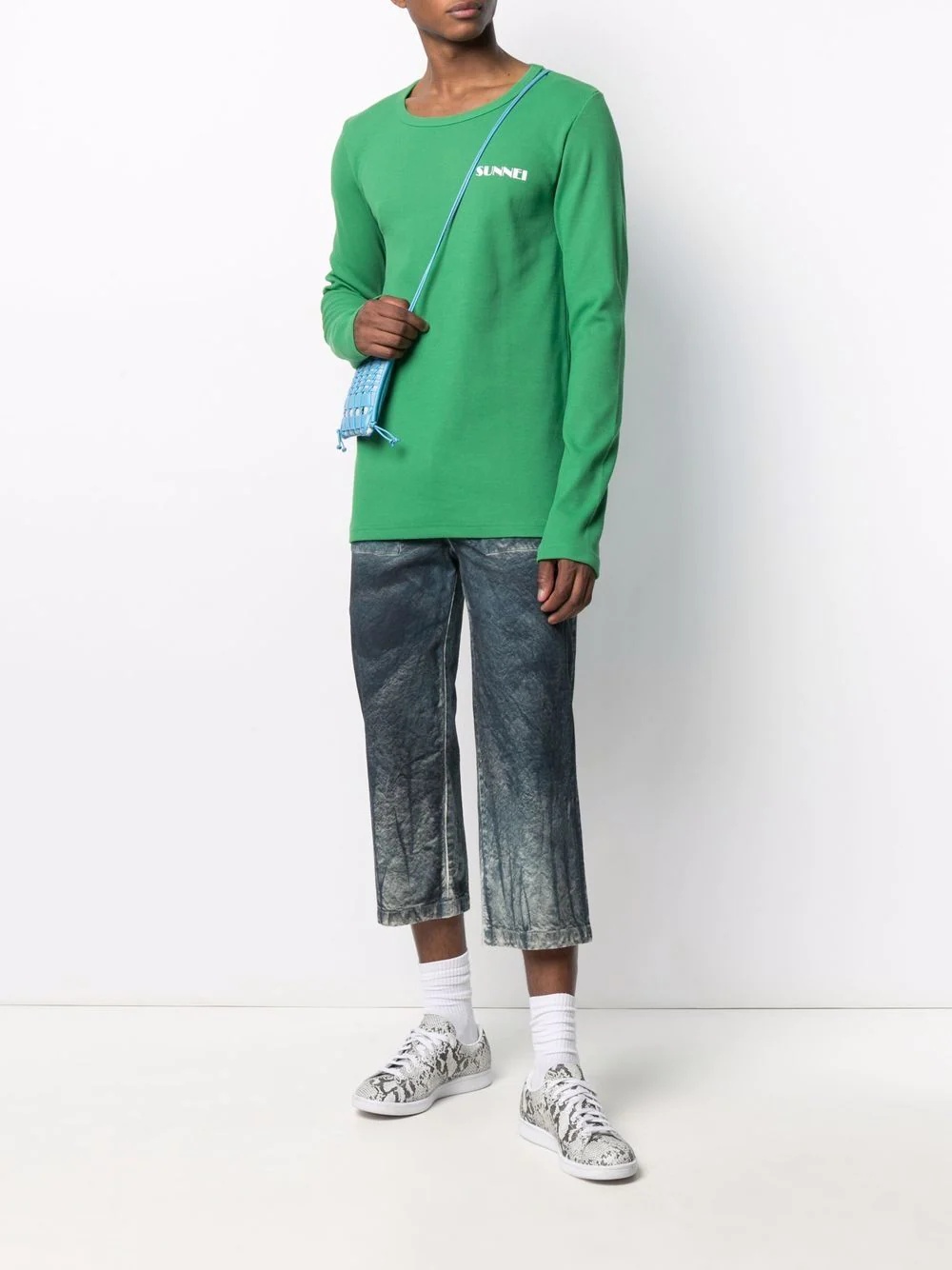bleached-effect cropped trousers - 2