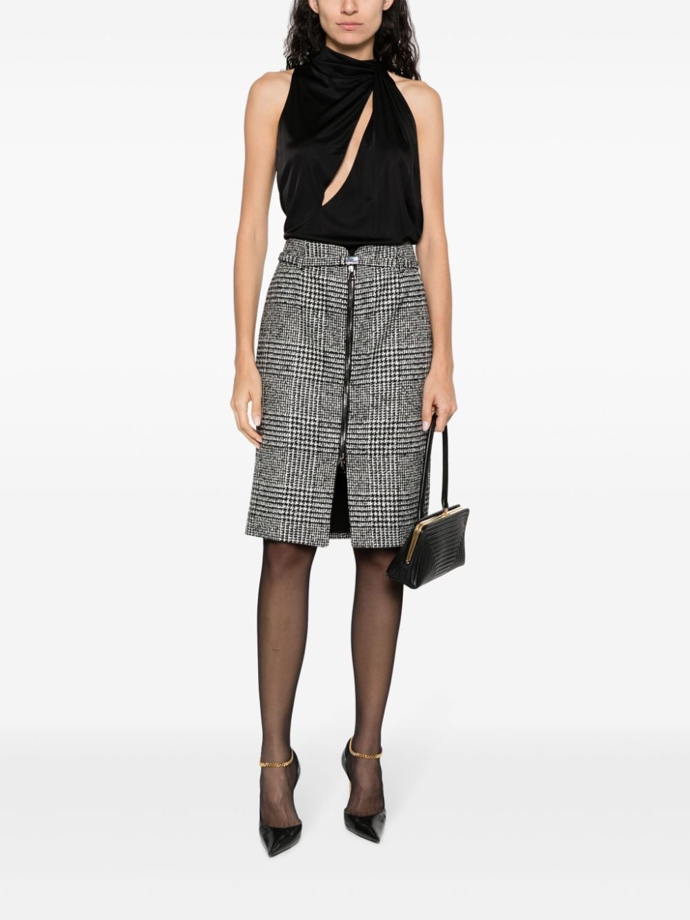 check-print pencil skirt - 2