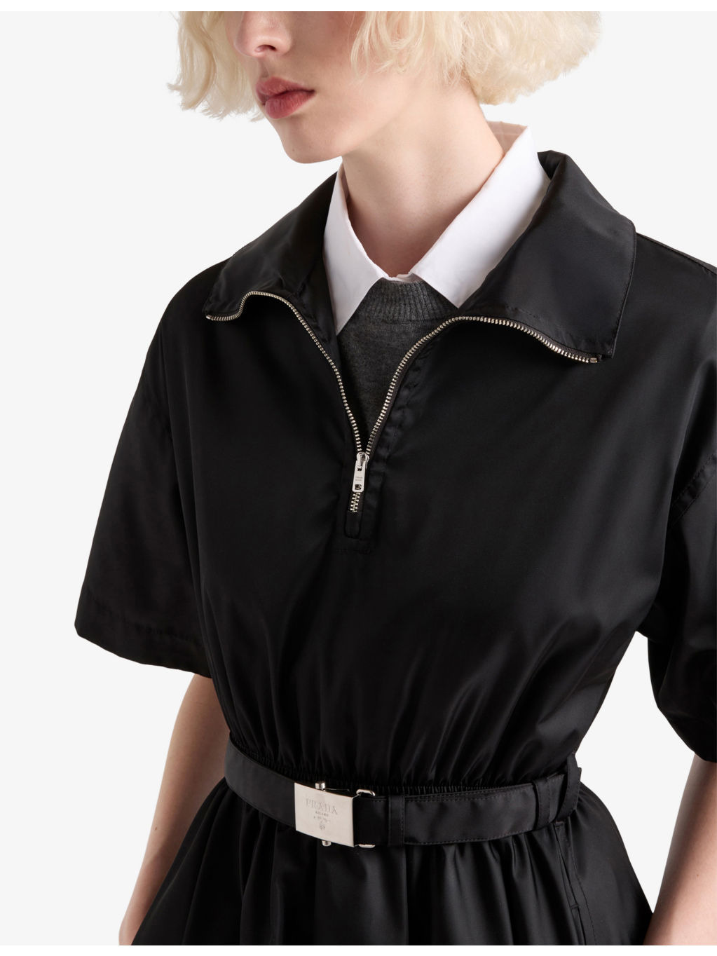 Re-Nylon Short-Sleeved Woven Midi Dress - 5