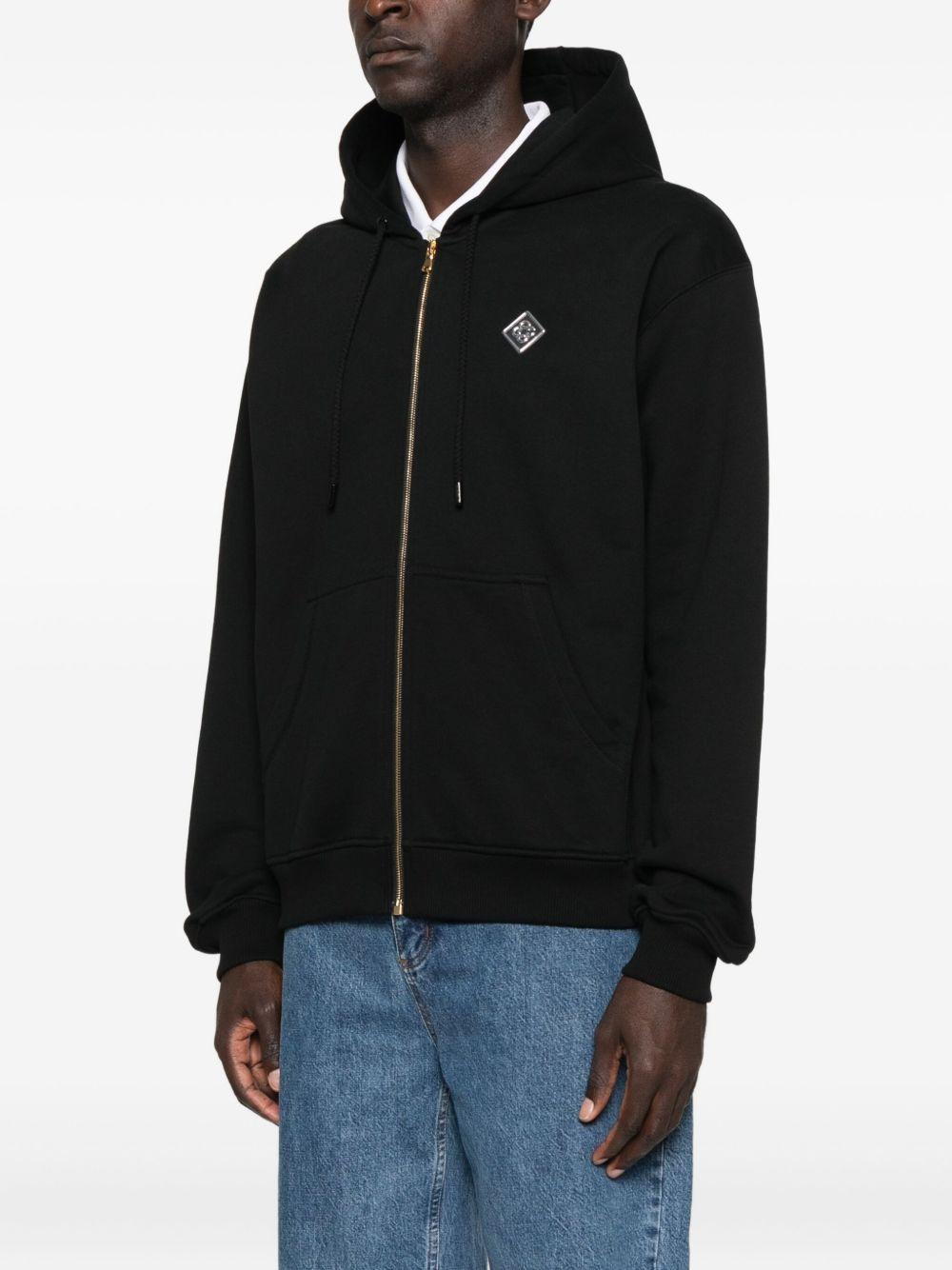 logo-patch zip-up hoodie - 3