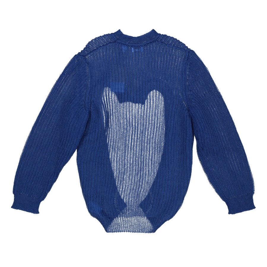 Open Box - Burberry Ladies Warm Royal Blue Cut-Out Knit Technical Reconstructed Sweater, Size Large - 6