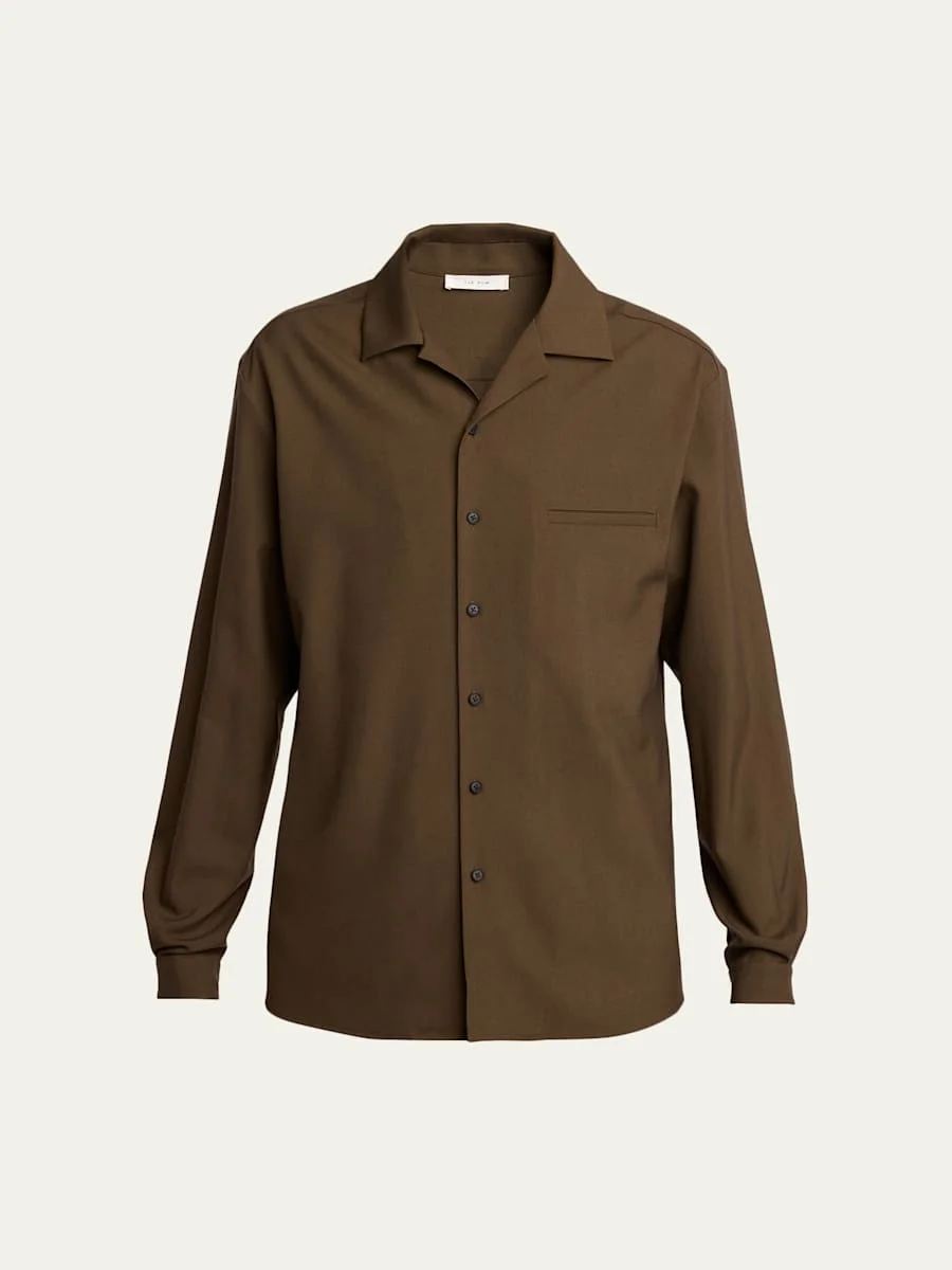 Men's Kanta Wool Notch-Collar Button-Down Shirt - 1