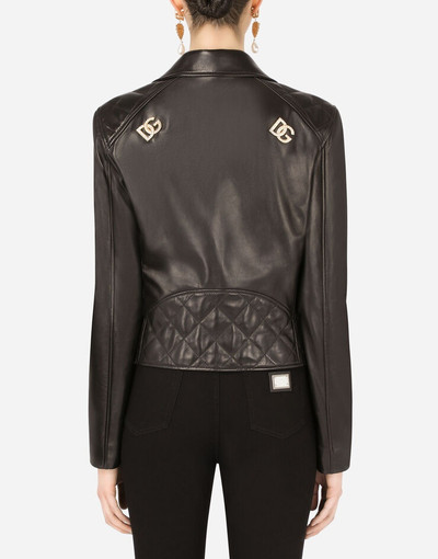 Dolce & Gabbana Nappa leather biker jacket with DG crystal embellishment outlook