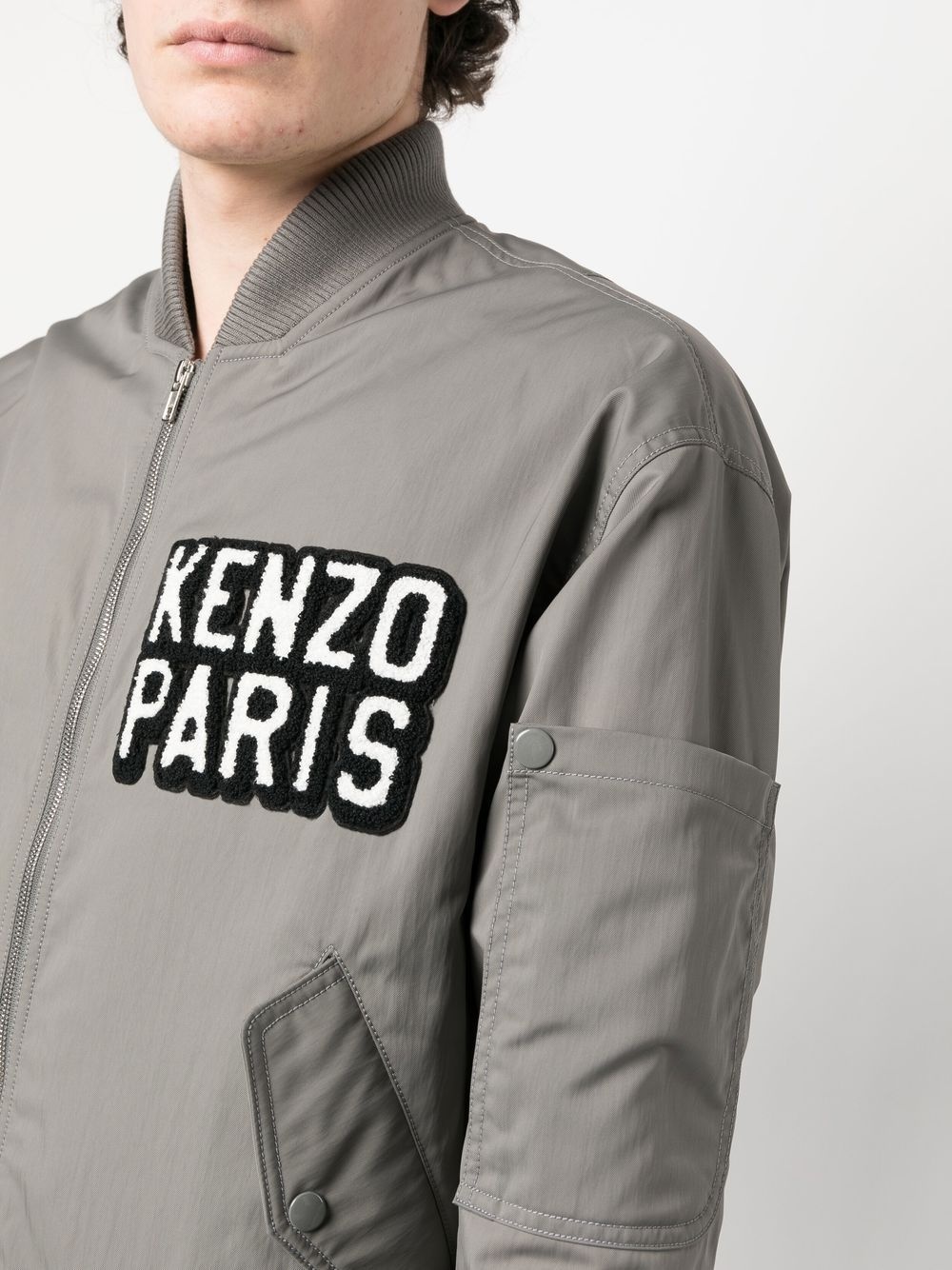 logo-patch bomber jacket - 5