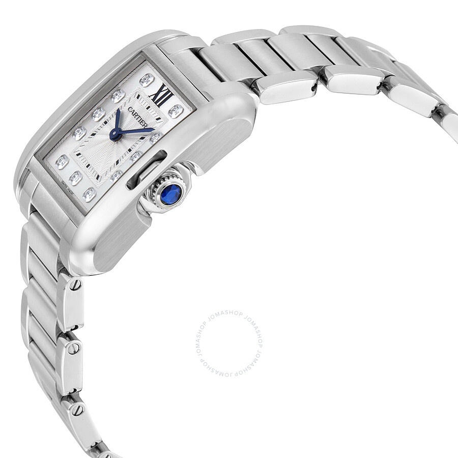 Pre-owned Cartier Tank Anglaise Diamond Silver Dial Ladies Watch W4TA0003 - 2