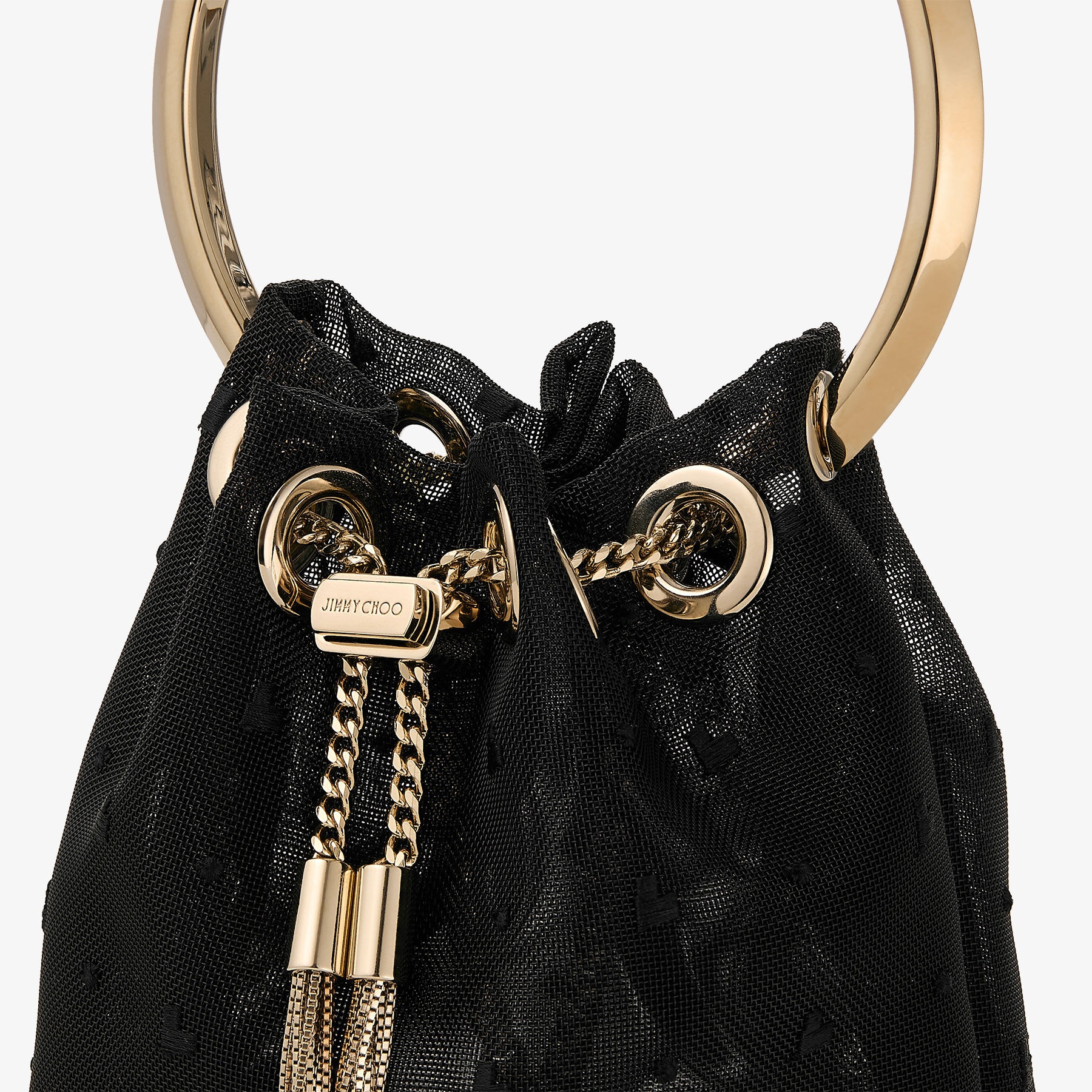 Micro Bon Bon
Black Polka Dot Heart Mesh Mini Bag - 3