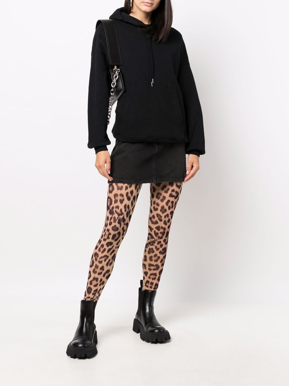 leopard-print semi-sheer leggings - 2