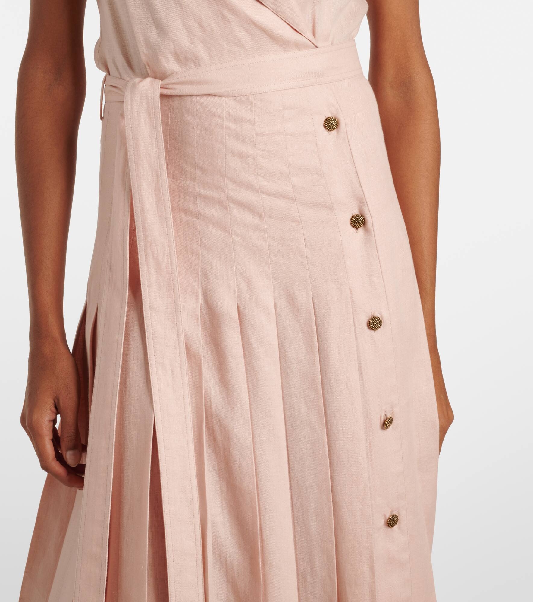 Bryce pleated linen midi dress - 5