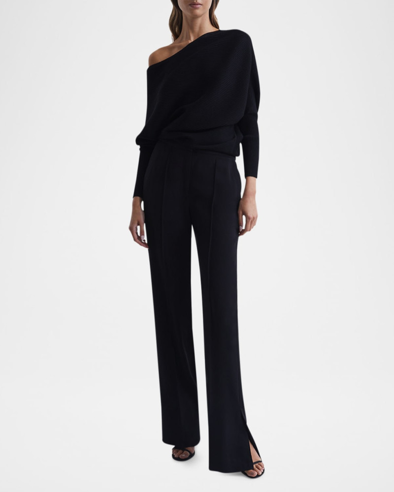 REISS Lorna Ribbed One-Shoulder Top outlook