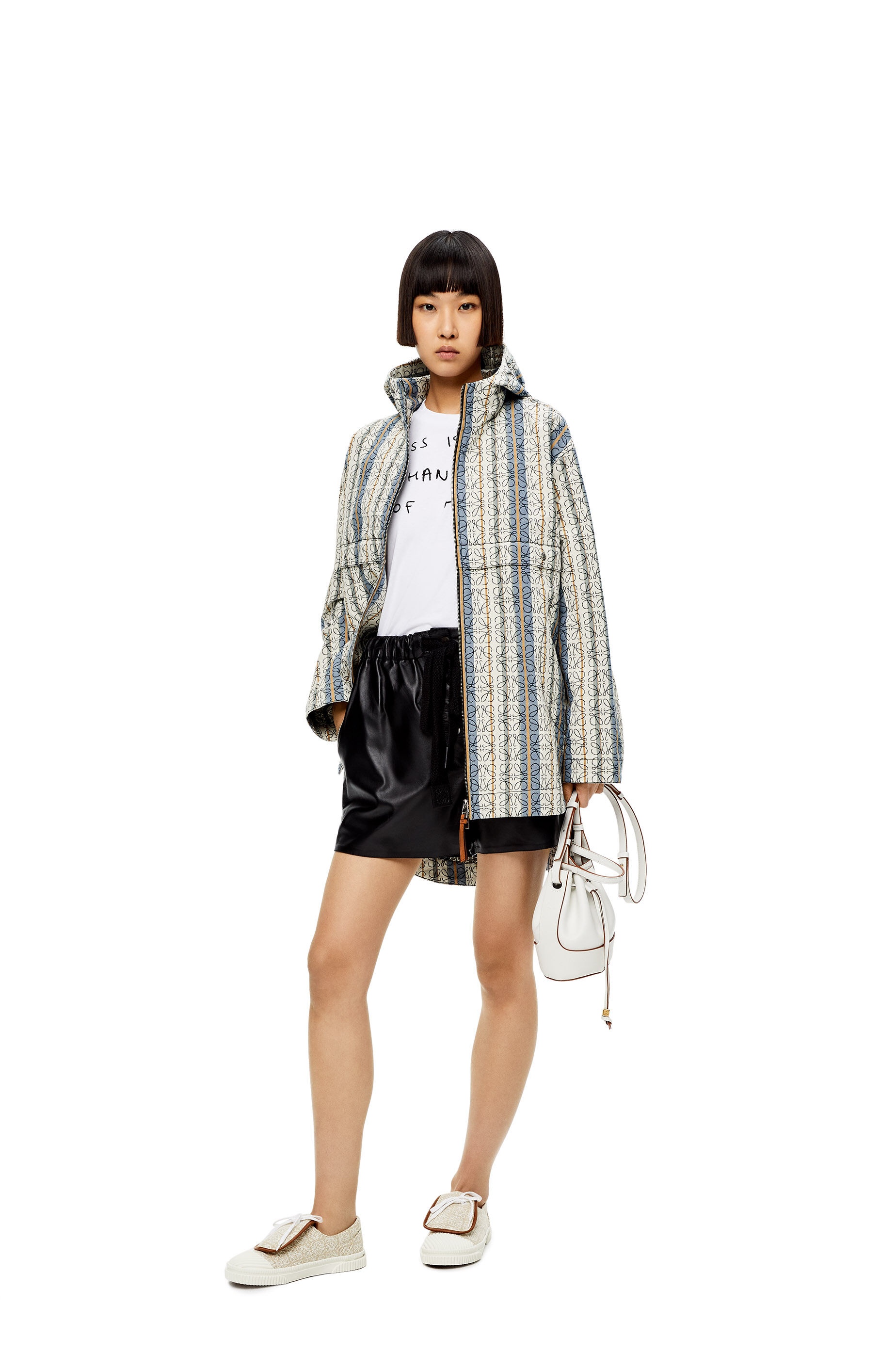 Stripe Anagram jacquard parka in cotton - 2