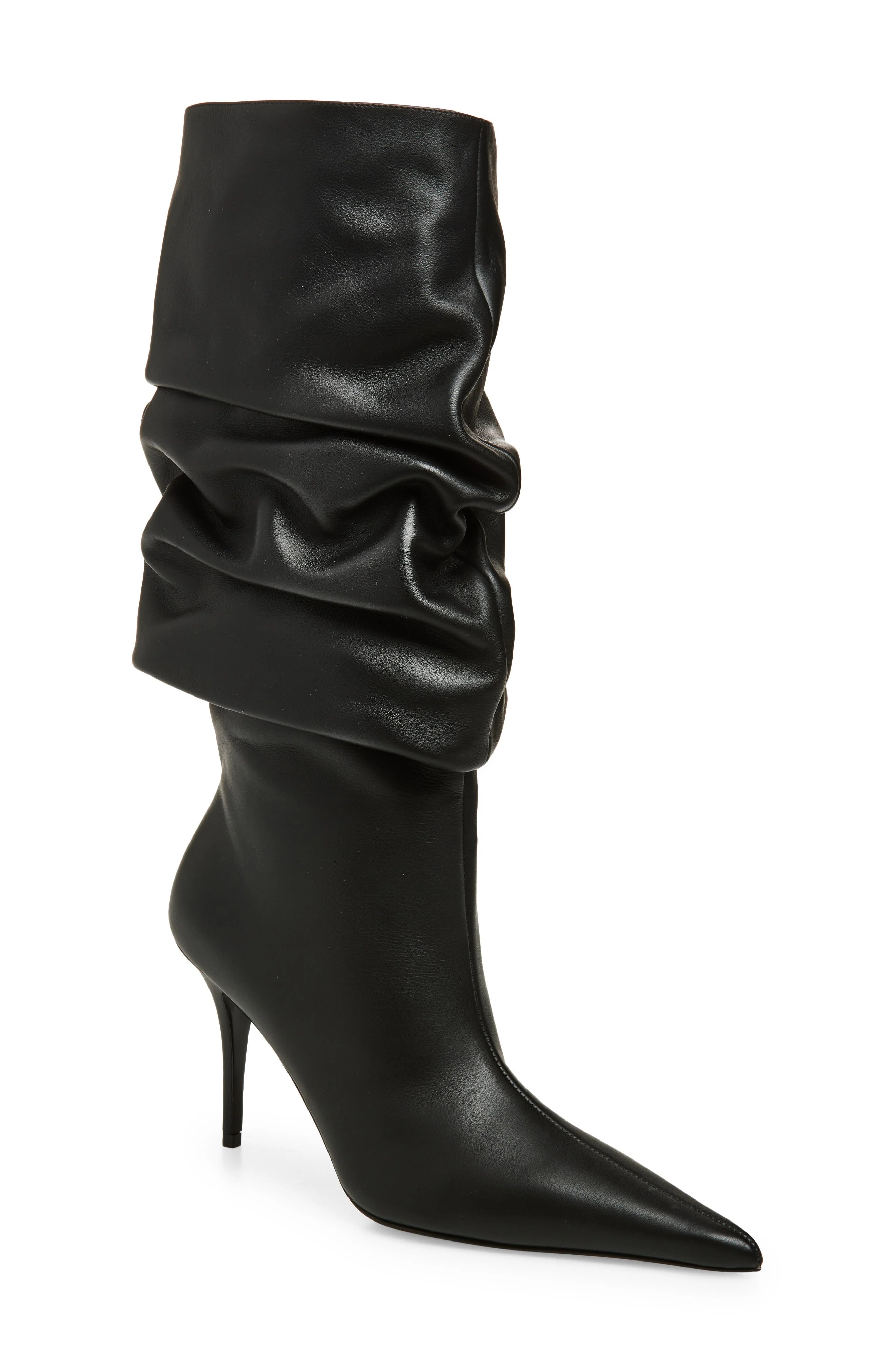 Amina Muaddi Anok Pointed Toe Boot in Black Calf at Nordstrom - 1