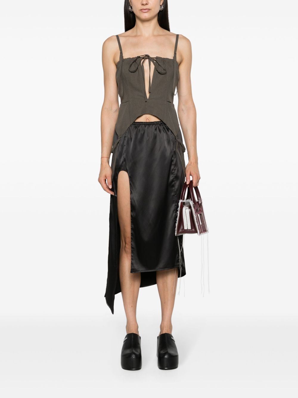 asymmetric satin slip skirt - 2