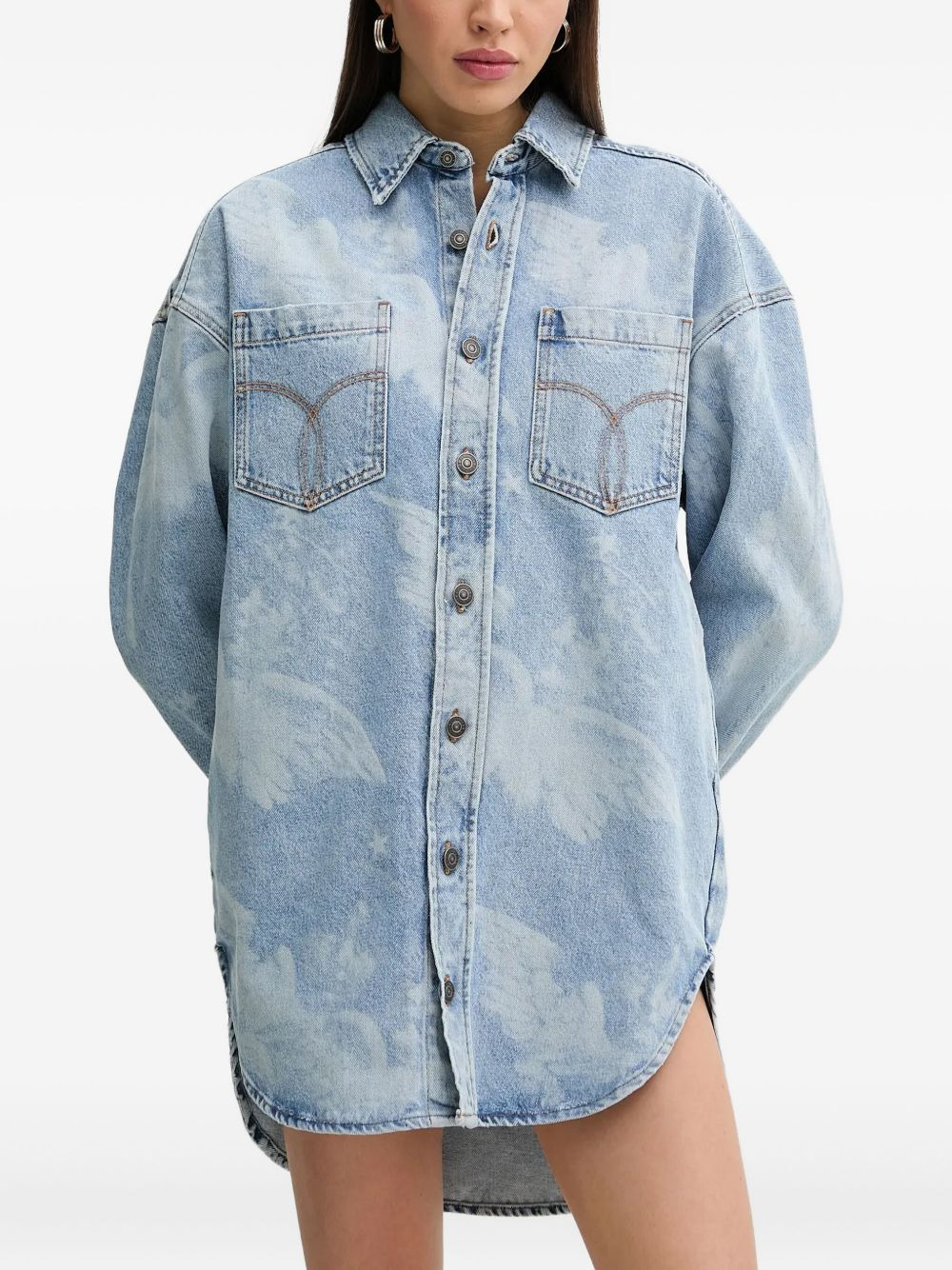 Angels printed denim shirt dress - 1