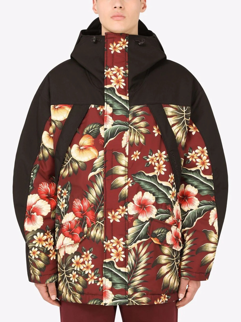 floral-print hooded coat - 3