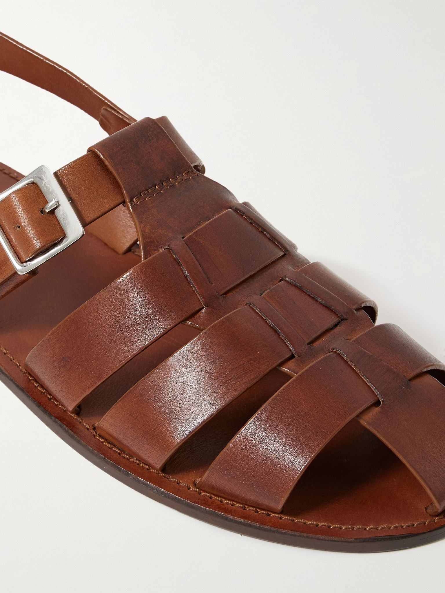 Quincy Leather Fisherman Sandals Brown - 4