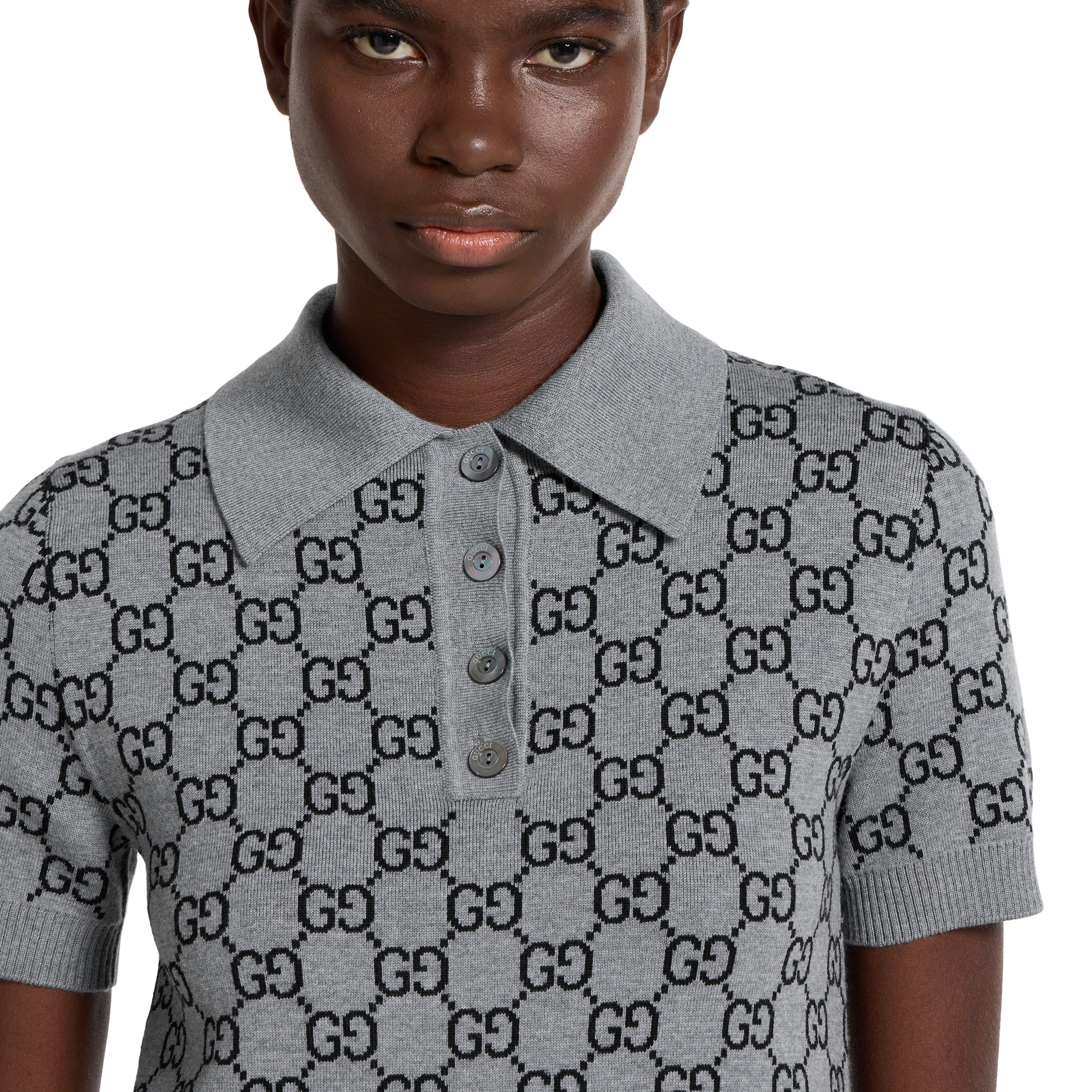 GG wool jacquard polo dress - 5