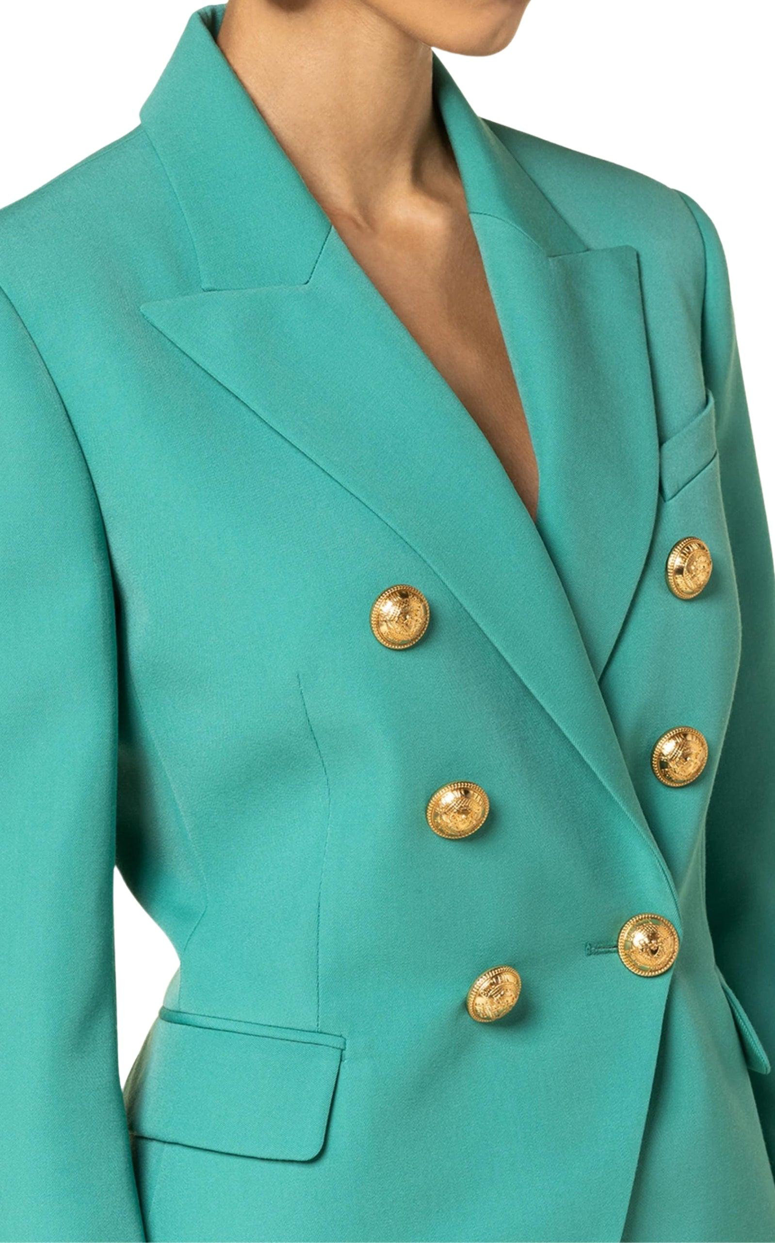 Peak-lapels Double Breasted Wool Jacket - 5