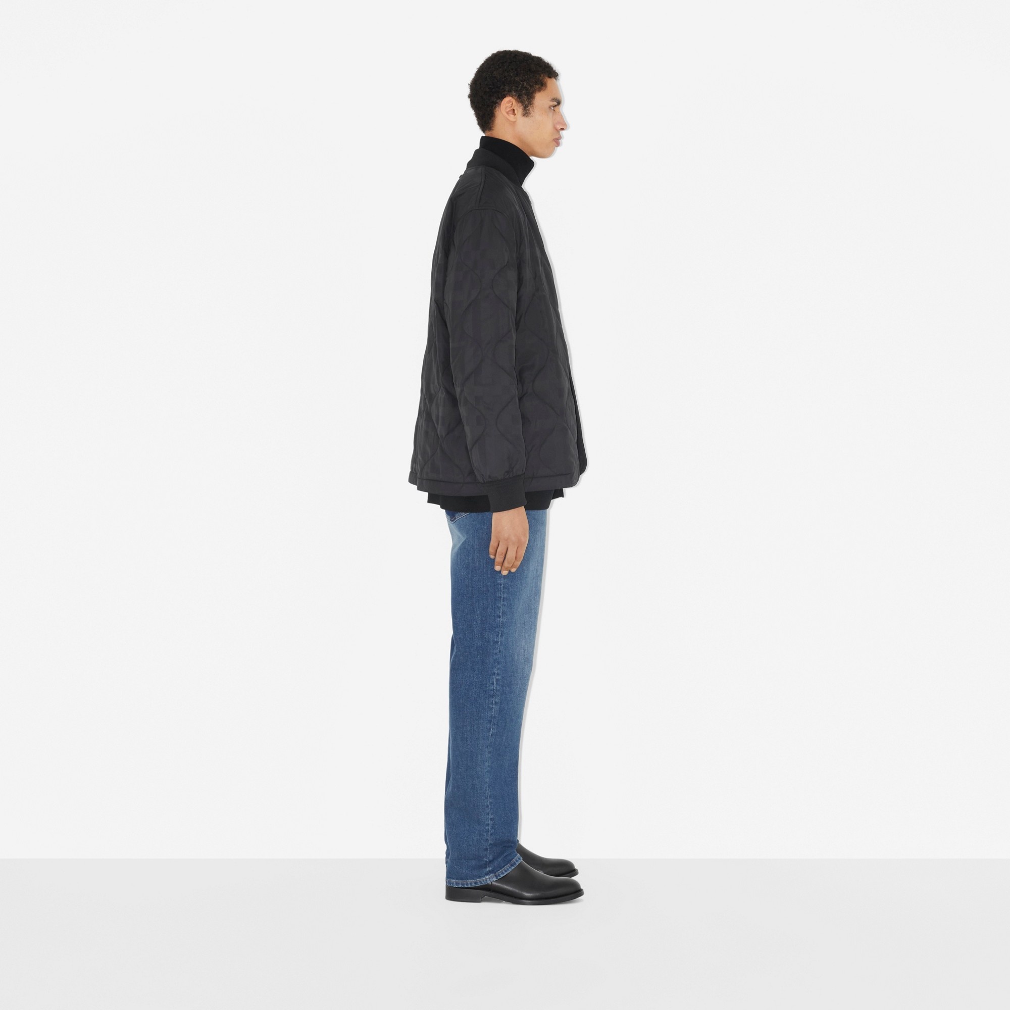Quilted Check Nylon Bomber Jacket - 3