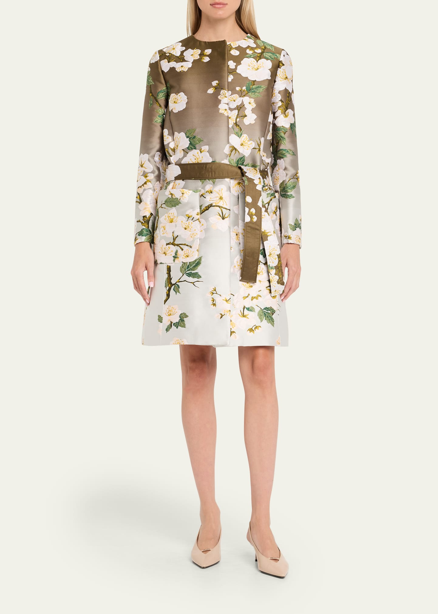 Cherry Blossom Degrade Jacquard Tie Coat - 2
