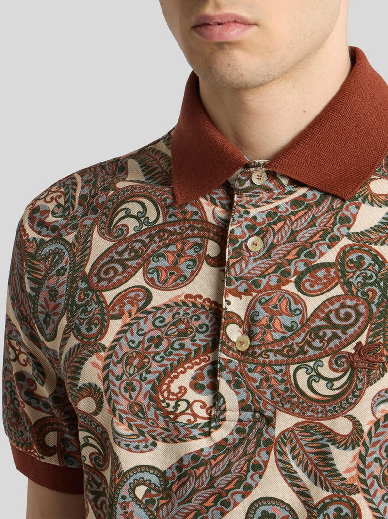 Etro COTTON POLO SHIRT WITH PAISLEY PRINT outlook