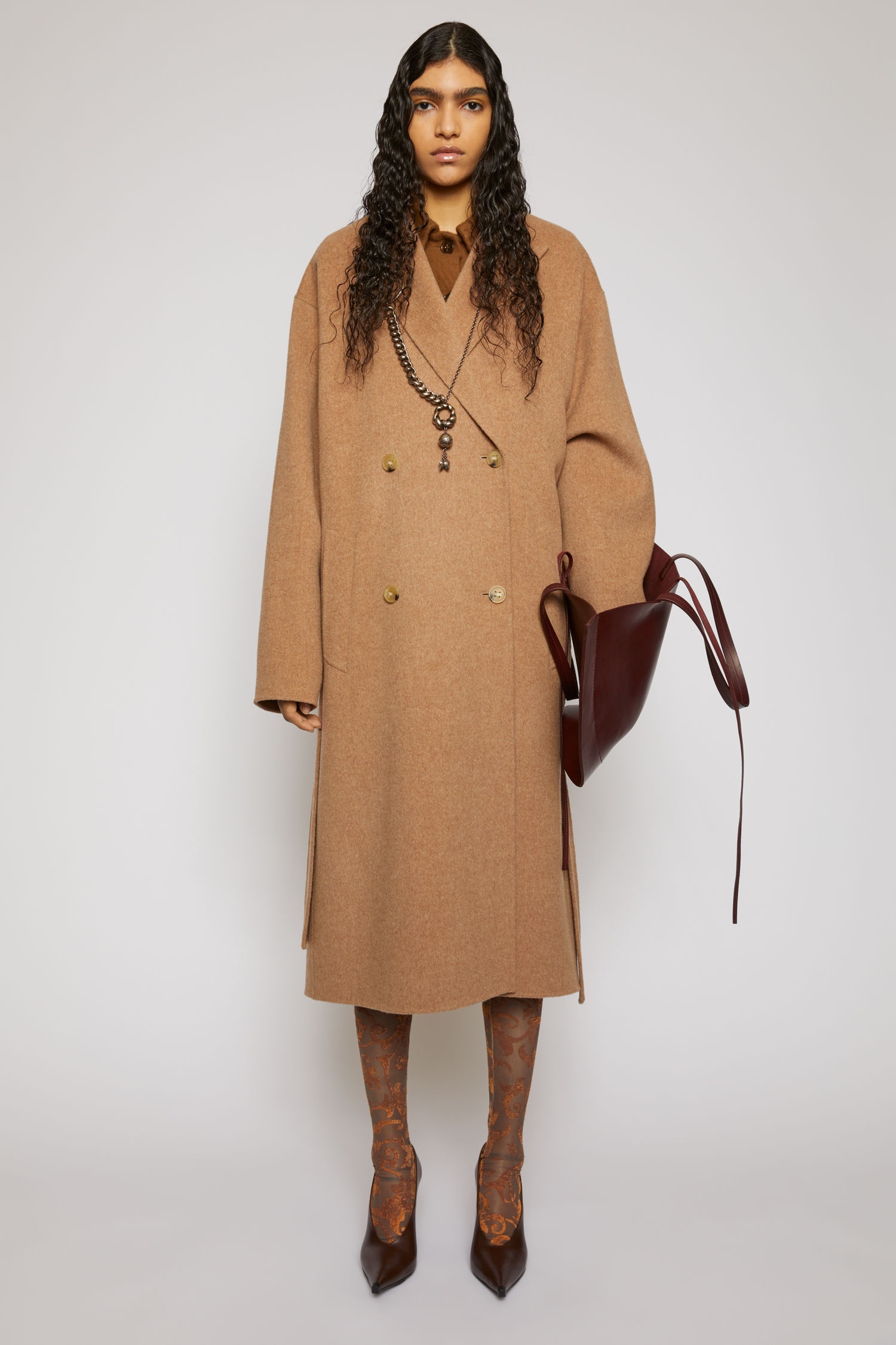 Belted wool coat camel melange - 2