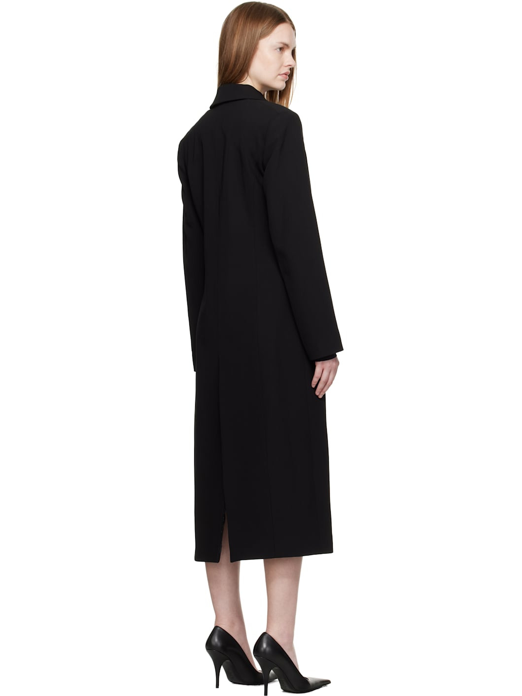 Black Pierced Tailored Coat - 3