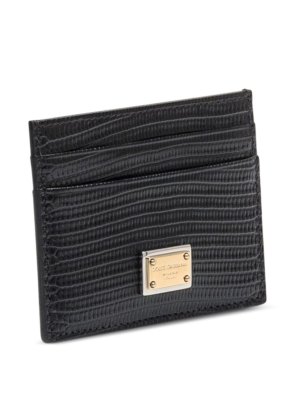 logo-plaque leather cardholder - 3