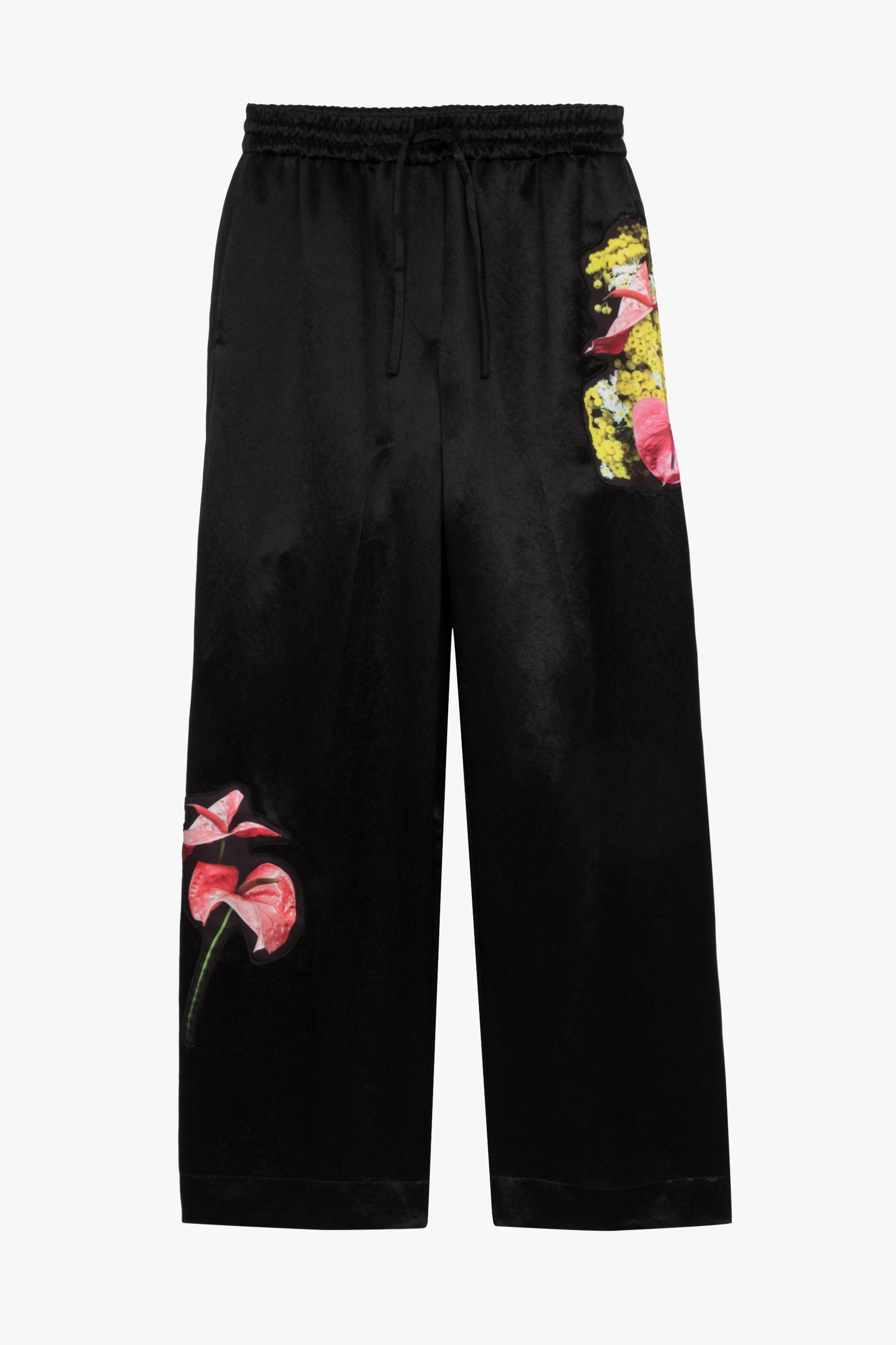 Floral Bouquet Appliqué Pajama Trousers - 5