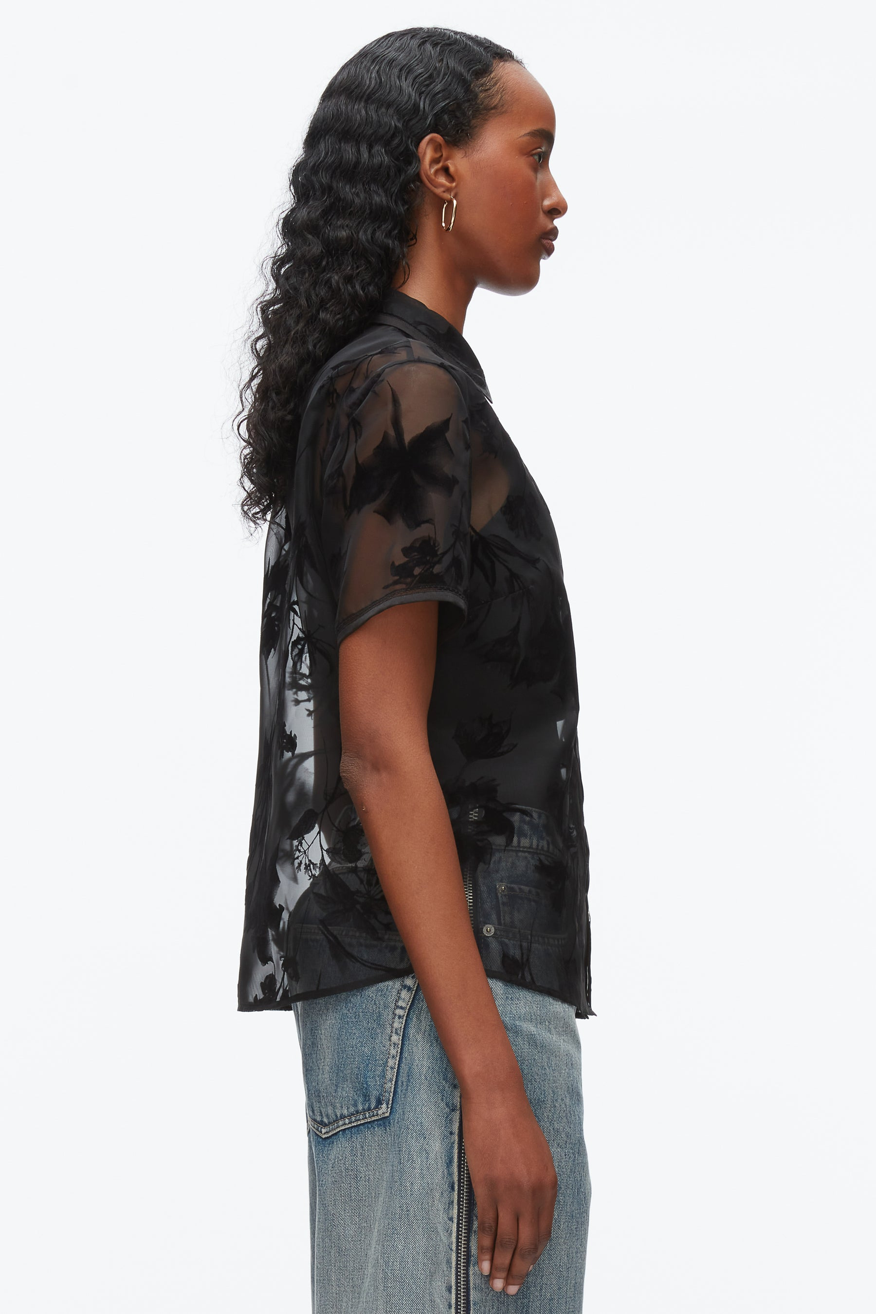 Flocked Organza SS Shirt - 5