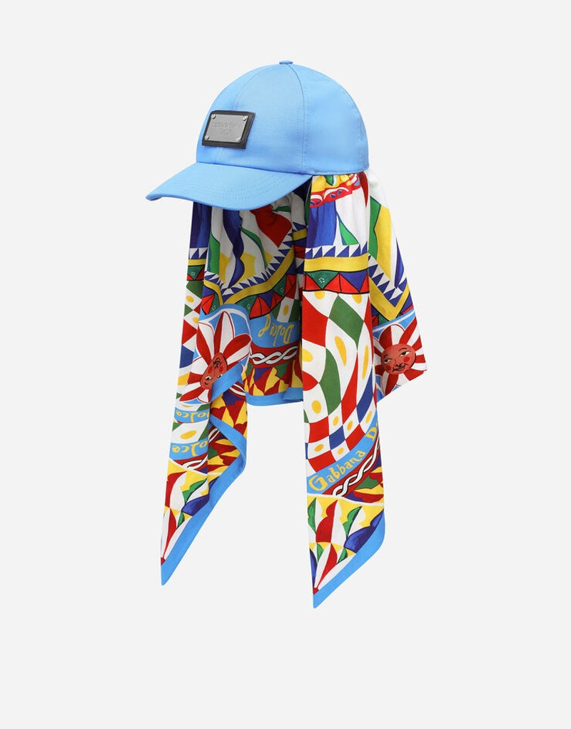 Baseball cap with Carretto-print scarf 1