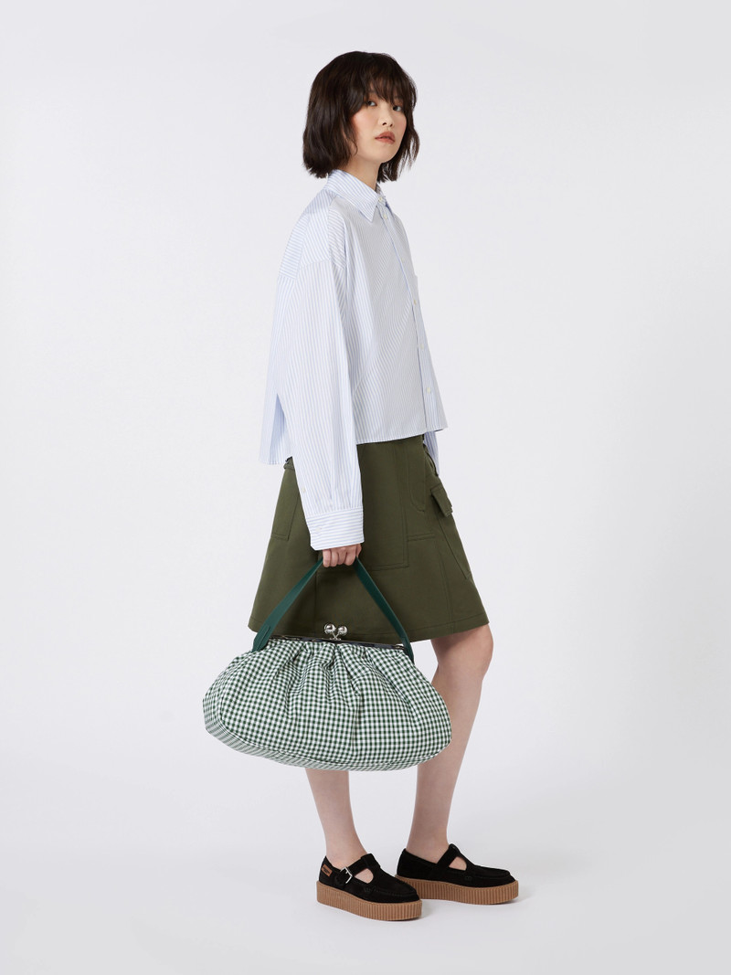 BETA Large gingham cotton Pasticcino Bag - MOSS GREEN 6