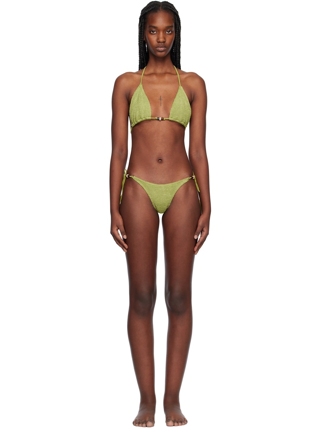 Green Beaded Ingrid Triangle & Beaded Tie Side Vista Bikini - 1