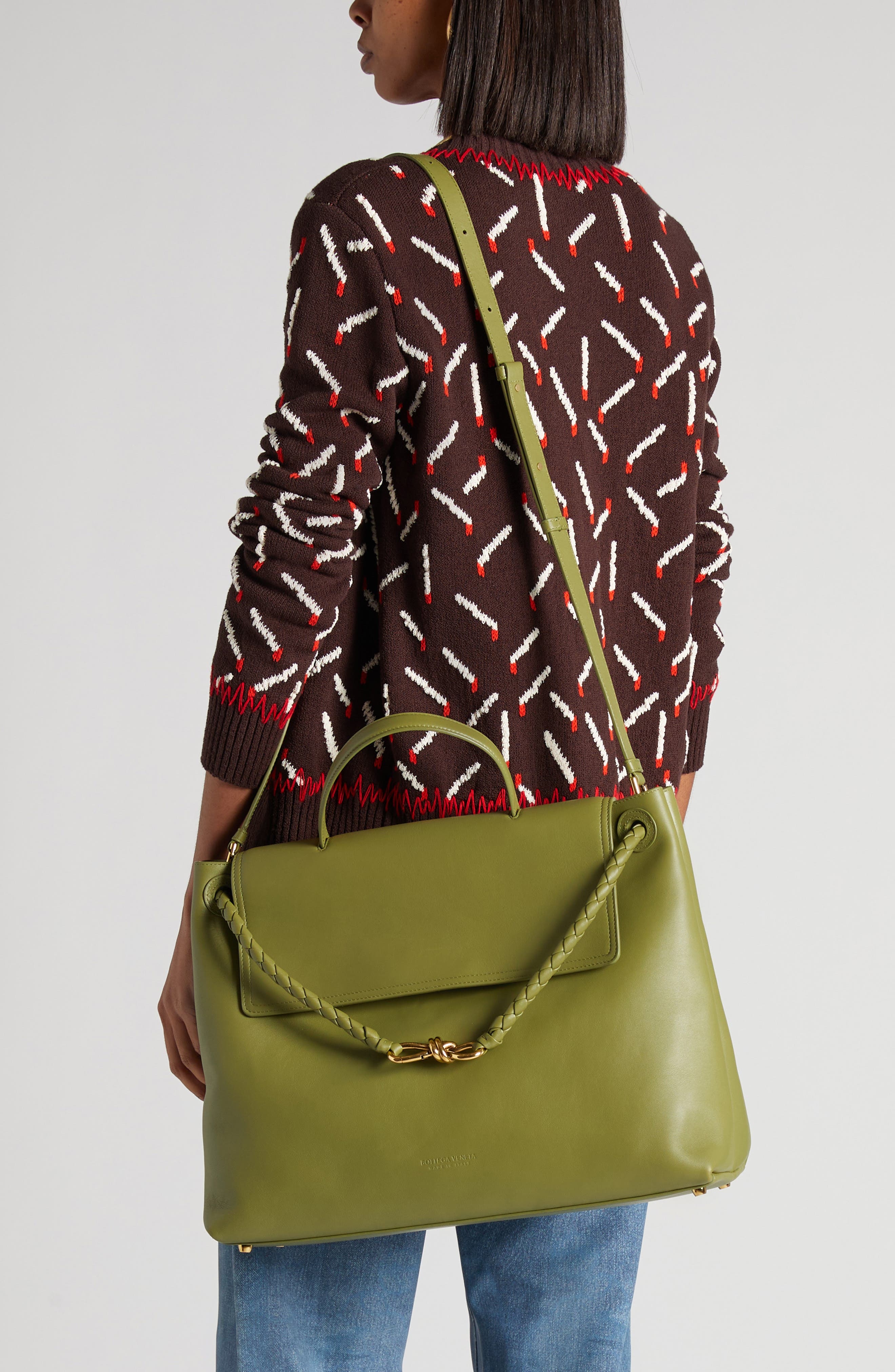 Bottega Veneta Large Ciao Ciao Leather Tote in Matcha-Muse Brass at Nordstrom - 3