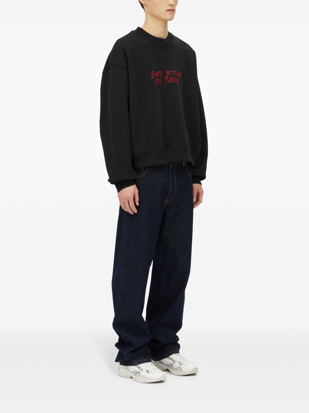 slogan-embroidered sweatshirt - 2