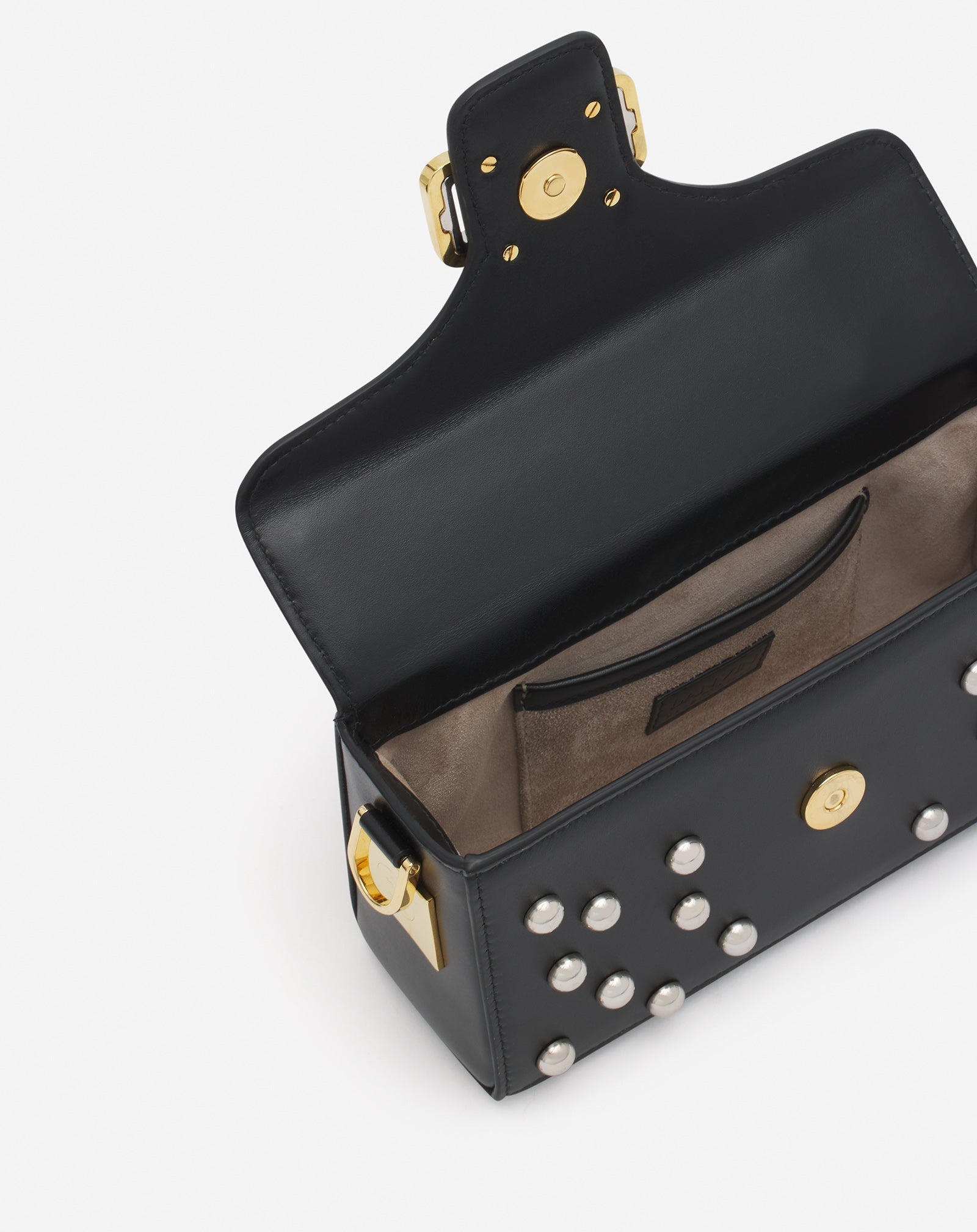 STUDDED LEATHER NANO PENCIL CAT BAG - 5