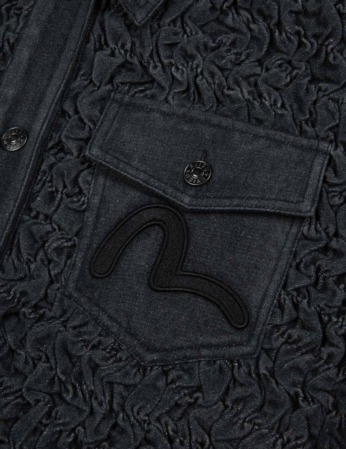 SEAGULL EMBROIDERY TEXTURE OVERSIZED DENIM JACKET - 8