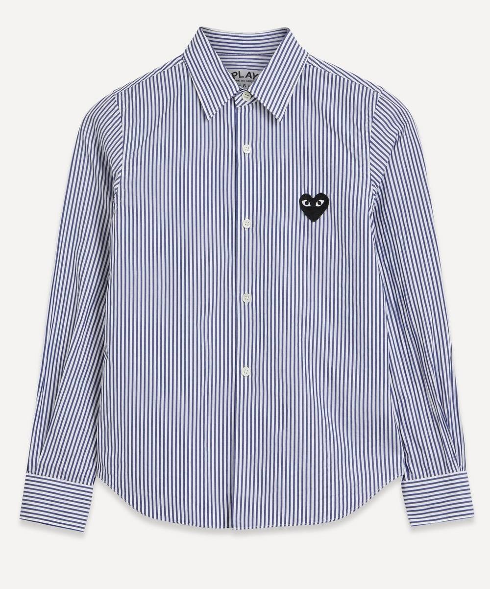 Striped Black Heart Appliquéd Shirt - 1