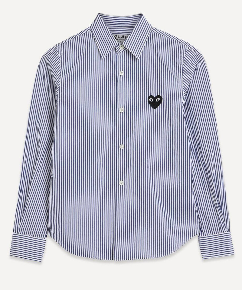 Striped Black Heart Appliquéd Shirt - 1