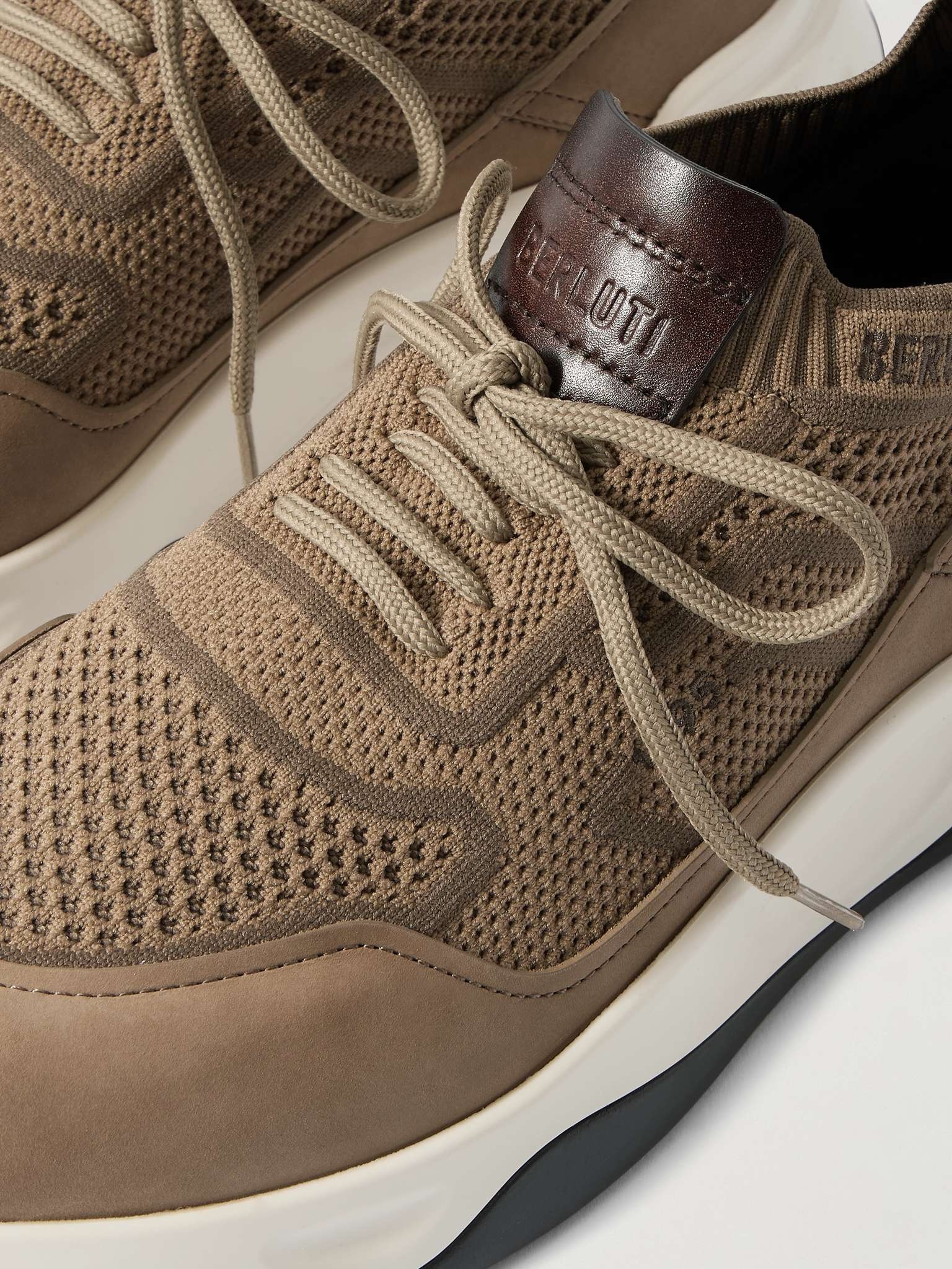 Shadow Nubuck-Trimmed Stretch-Knit Sneakers - 6